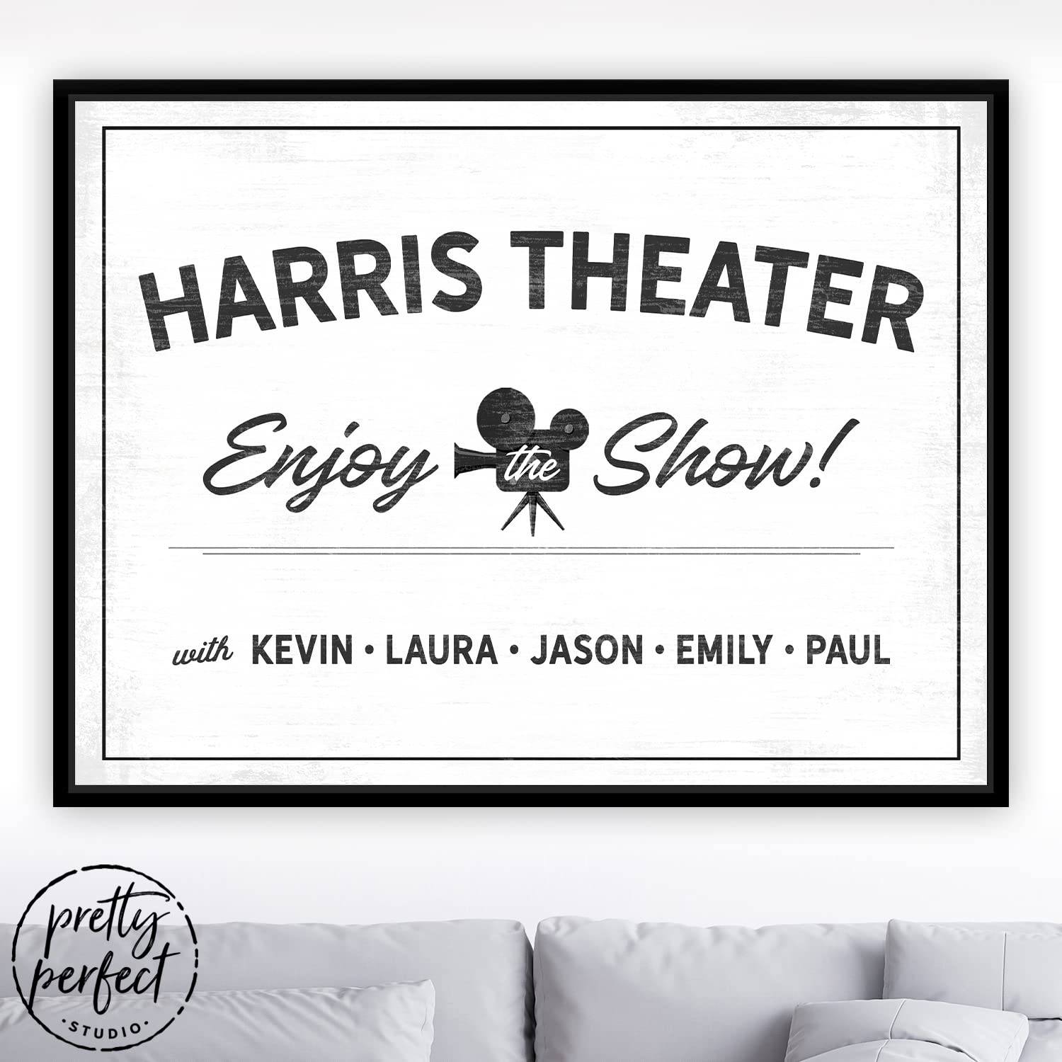 Custom Personalized Movie Night Theater & Lounge Sign - Framed Canvas Wall Art 18