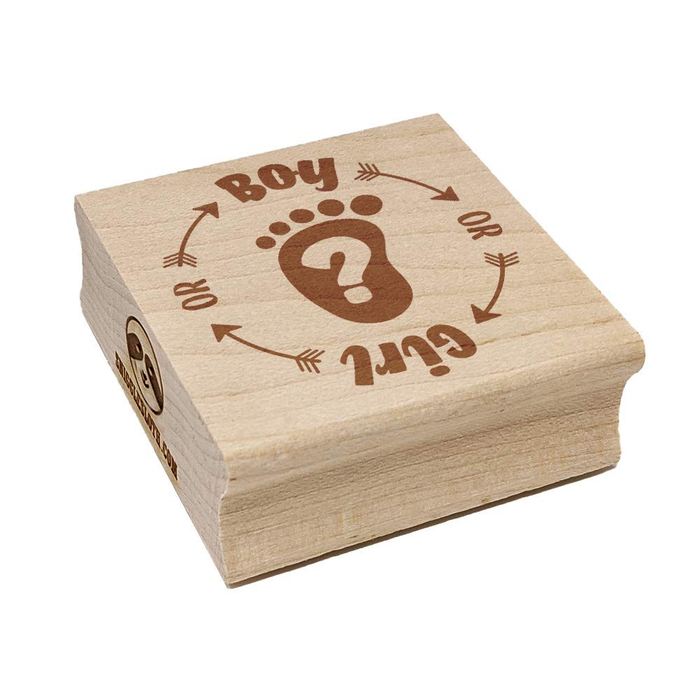 Baby Gender Reveal Boy or Girl Pregnancy Announcement Rubber Stamp - 2.75 Inch Large Square Craft Stamp for Scrapbooking, Invitations & DIY Projects