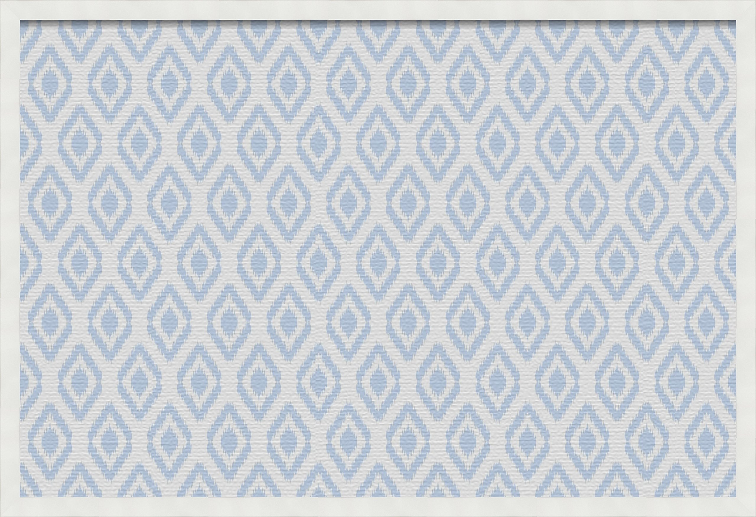 PinPix 36x24 Inch Cork Bulletin Board with Ikat Light Blue Design & Satin White Frame - Decorative Wall Pin Board for Home Office, School Classroom, Dorm Room, or Workspace - Perfect for Notes, Photos, and Memos (PinPix-1633)