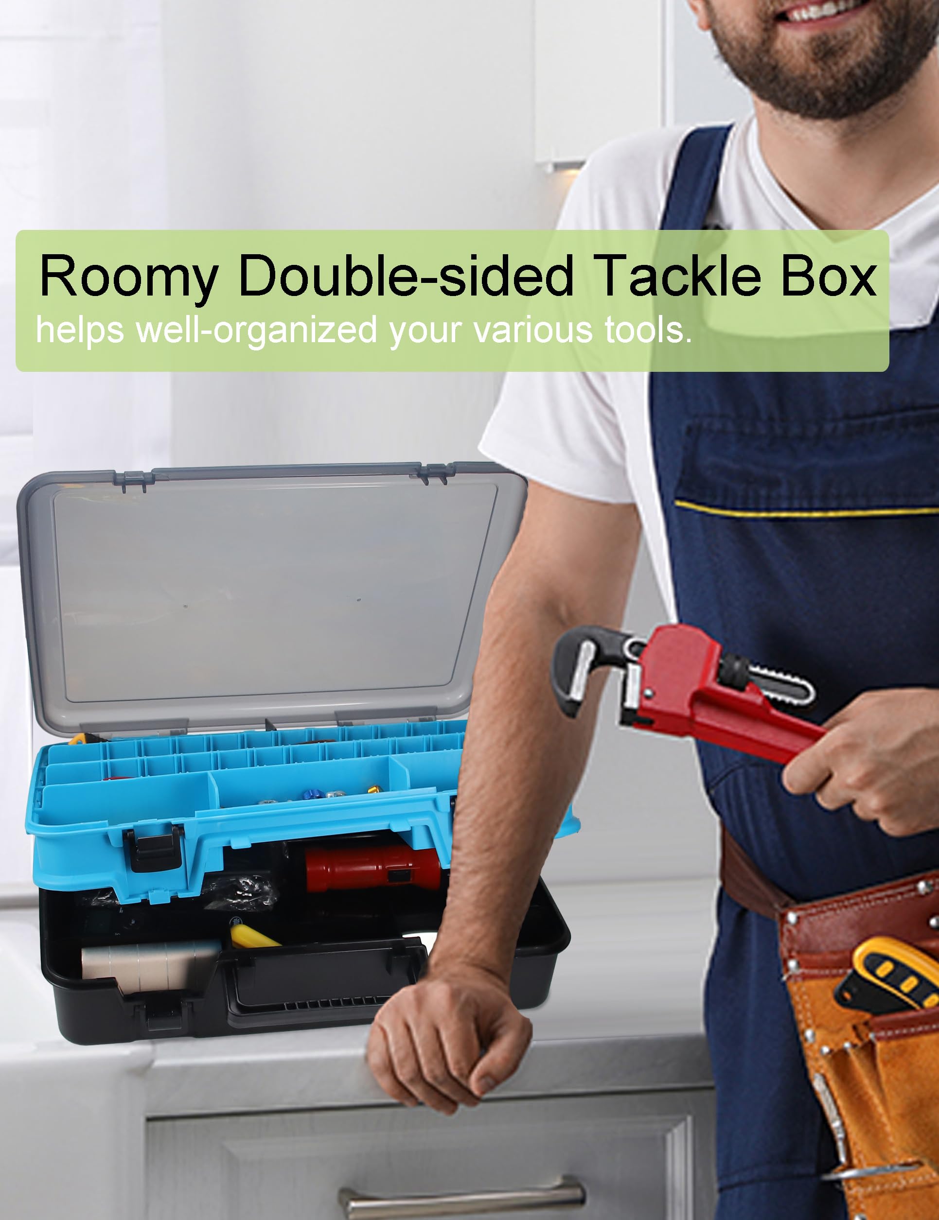 **Large Double-Sided Fishing Tackle Box with Dividers & Handle - Premium Tackle Storage Organizer for Bass, Trout & Saltwater Fishing - Perfect for Boat, Shore & Kayak Fishing Trips**