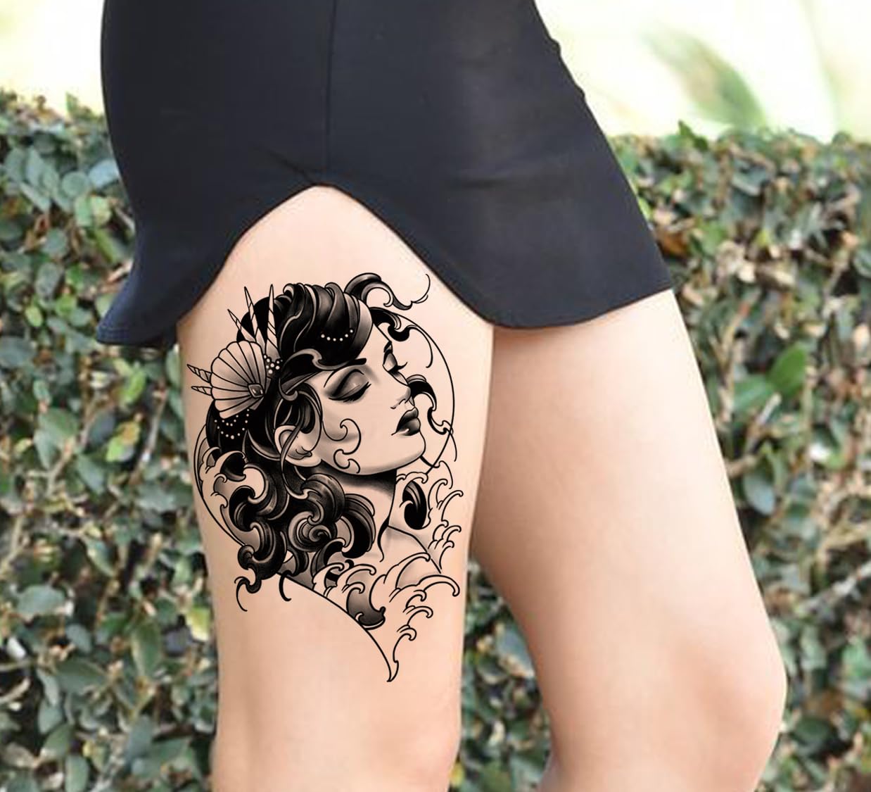 Waterproof Temporary Tattoo Stickers for Men & Women - 3D Realistic Flowers, Butterflies, Stars, Angels, Wolves & Armband Designs (21x15cm) | Perfect for Parties, Halloween, Cosplay & Body Art | KT-054