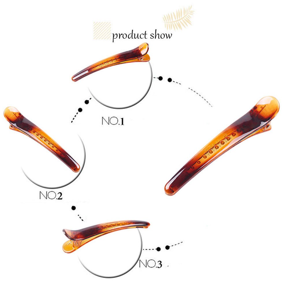 12PCS Brown Plastic Metal Alligator Hair Clips - Professional Salon Hair Barrettes with Non-Slip Duck Bill Teeth (4.9CM) - Perfect for Styling, Curling, and Hair Extensions