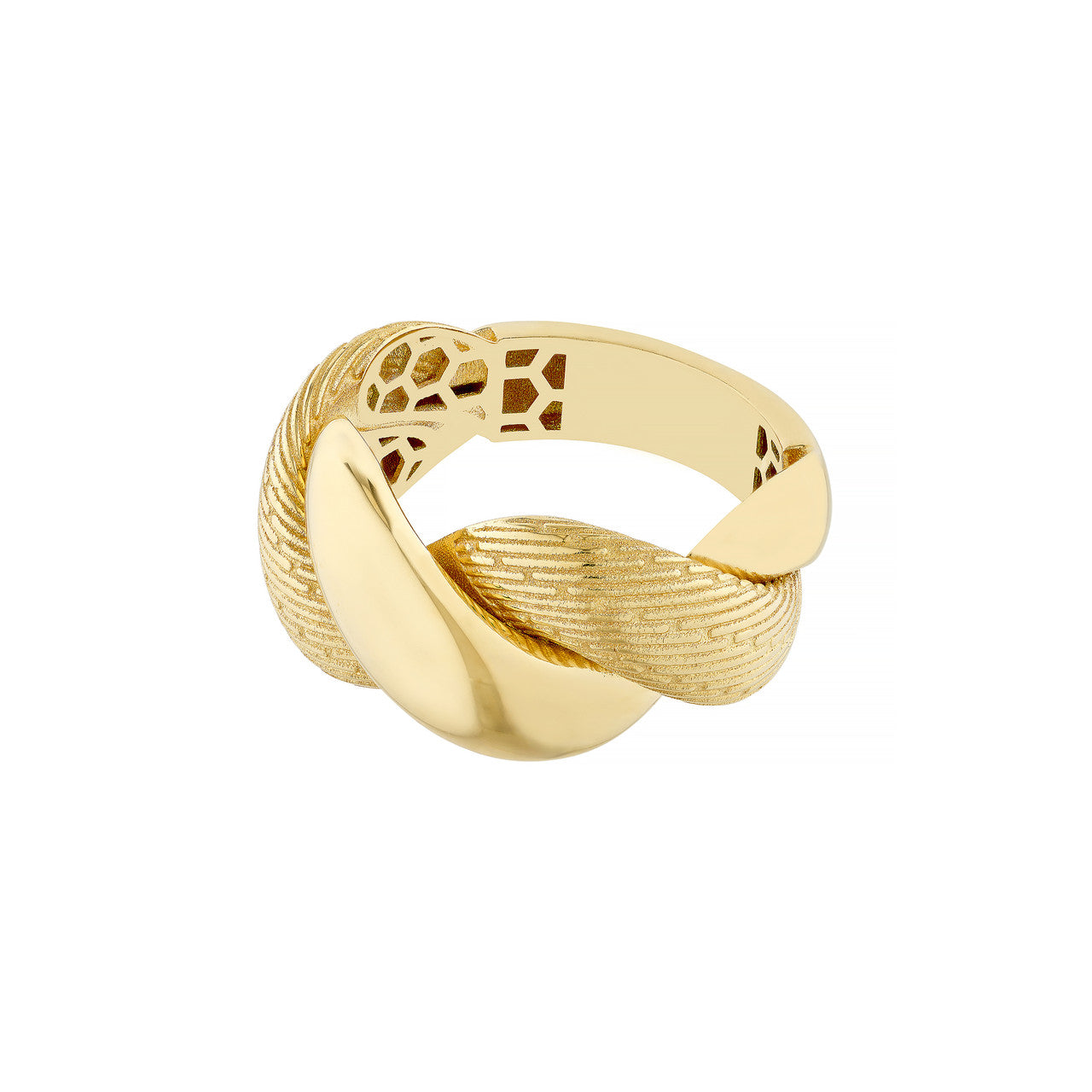 14K Yellow Gold Textured & Polished Twisted Ring for Women - Elegant Stackable Band Jewelry Gift for Anniversary, Valentine's Day & Special Occasions