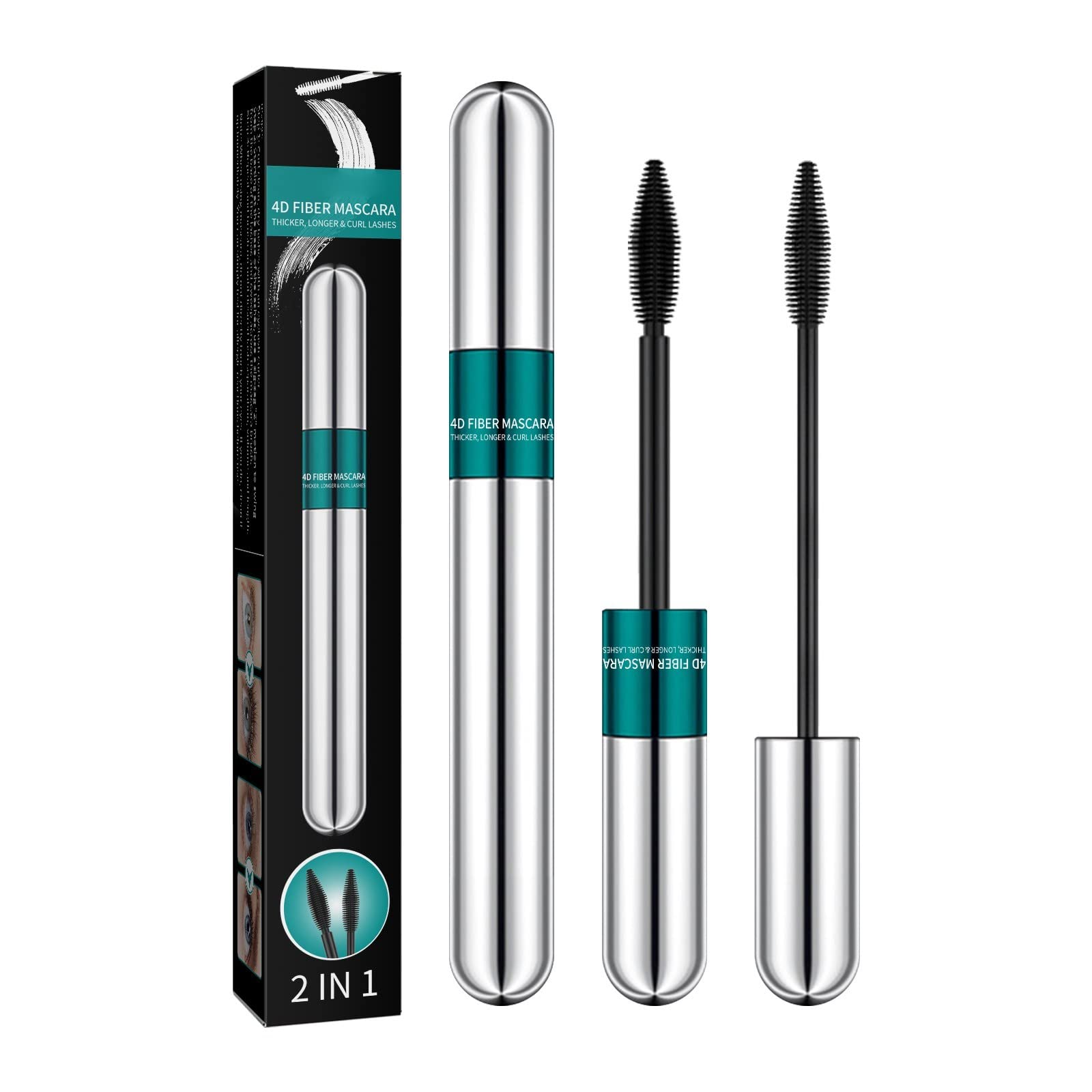2 in 1 Waterproof & Volumizing Mascara - Lengthening & Curling Double Action Mascara for Long Lasting Definition | Perfect for Everyday Wear, Date Night & Special Occasions (Pink, One Size)