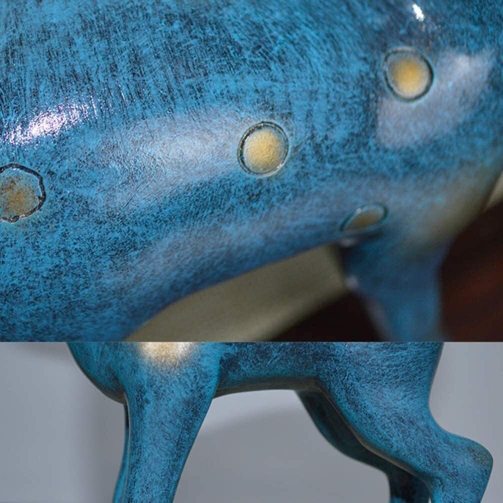 Blue Reindeer Lovers Statue Set - 2PCS Resin Animal Sculpture for Tabletop, Home Decor, Wedding Gift & Art Collection | Perfect for Christmas Decor, Couples Gifts, and Desktop Display
