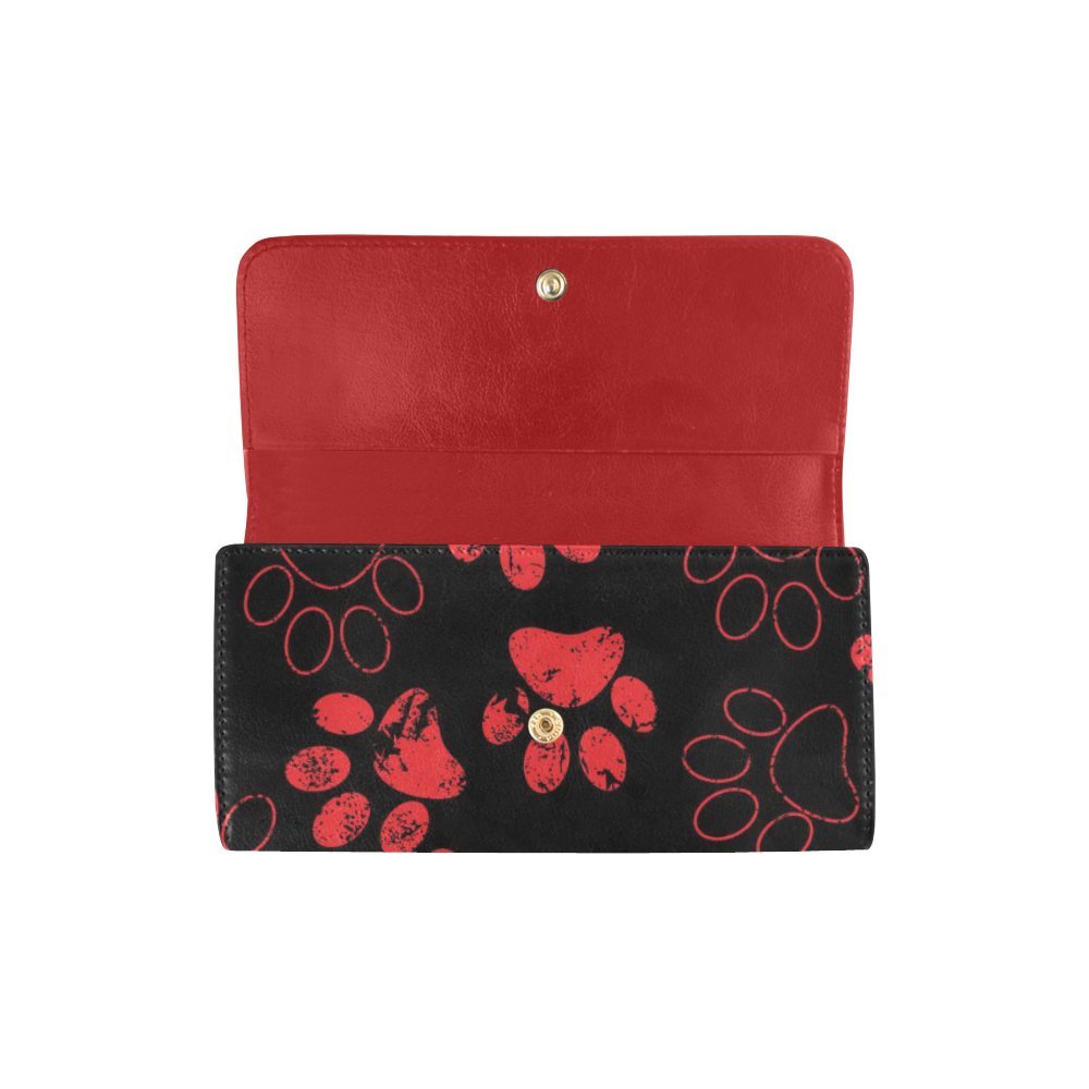Stylish Women's Graphic Trifold Wallet - Bright Colorful Animal Dog Bone Paws Print Designer Wallet for Everyday Use, Travel & Gift Giving