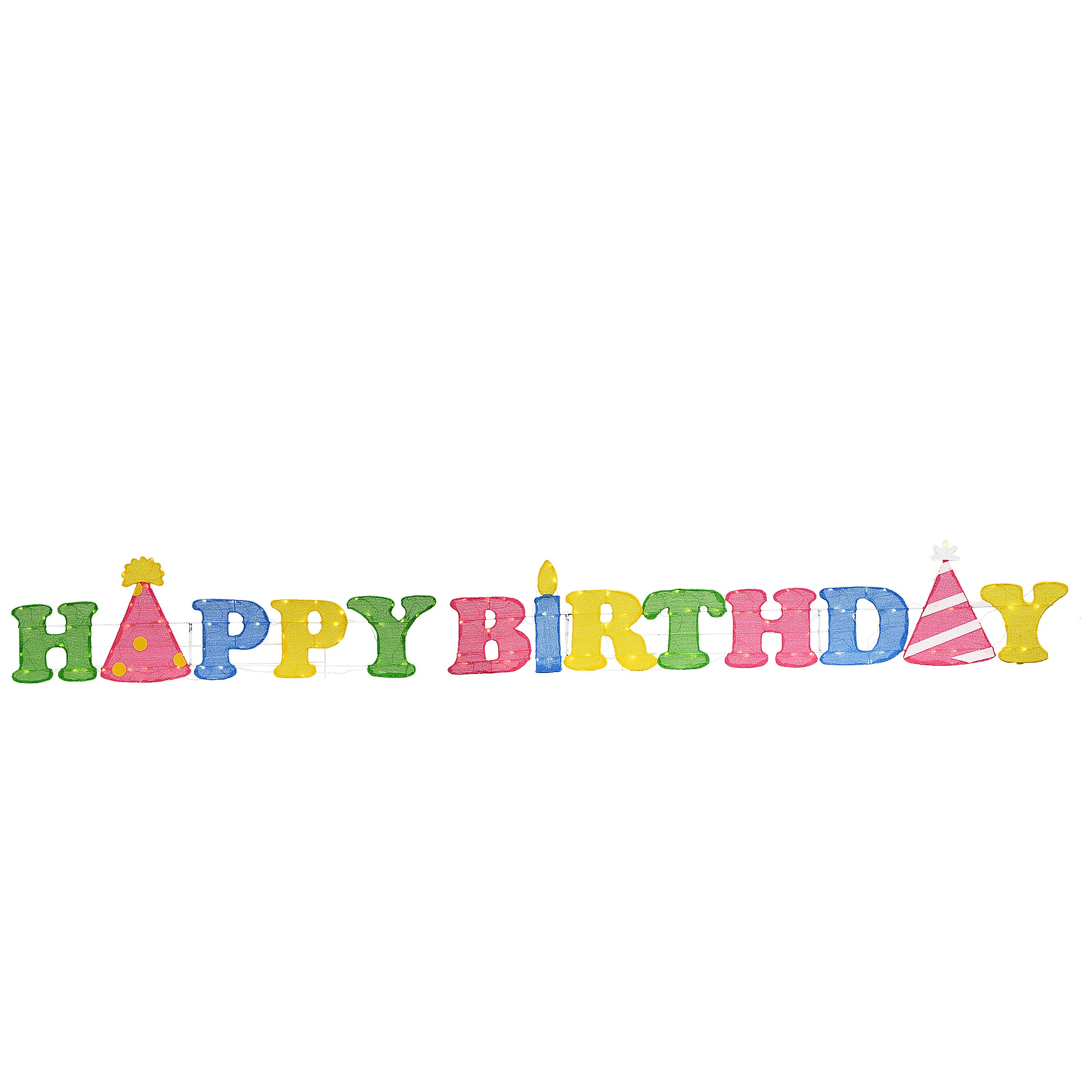 15 Inch Pre-Lit Happy Birthday Outdoor Decoration with LED Lights - Perfect for Backyard Parties, Garden Celebrations & Festive Gatherings