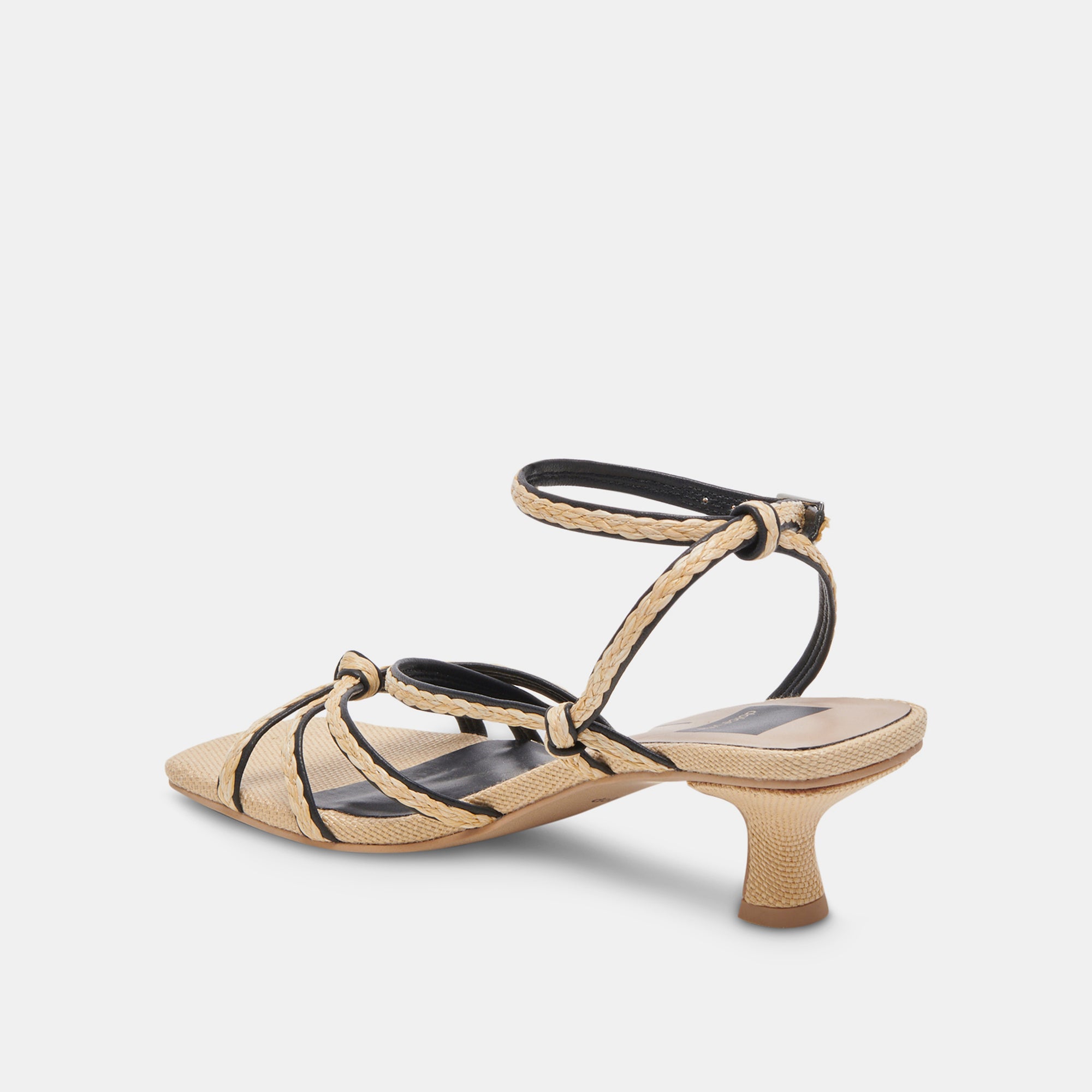BEV Braided Wide Heel Sandals for Women - Black & Natural Jute Material - Comfortable Summer Beach Shoes for Outdoor Walking and Casual Wear