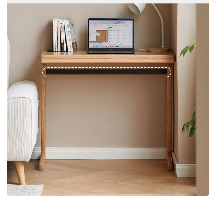 Oak Solid Wood Small Office Desk & Side Table - Compact Home Office Furniture for Workspace, Living Room, or Bedroom