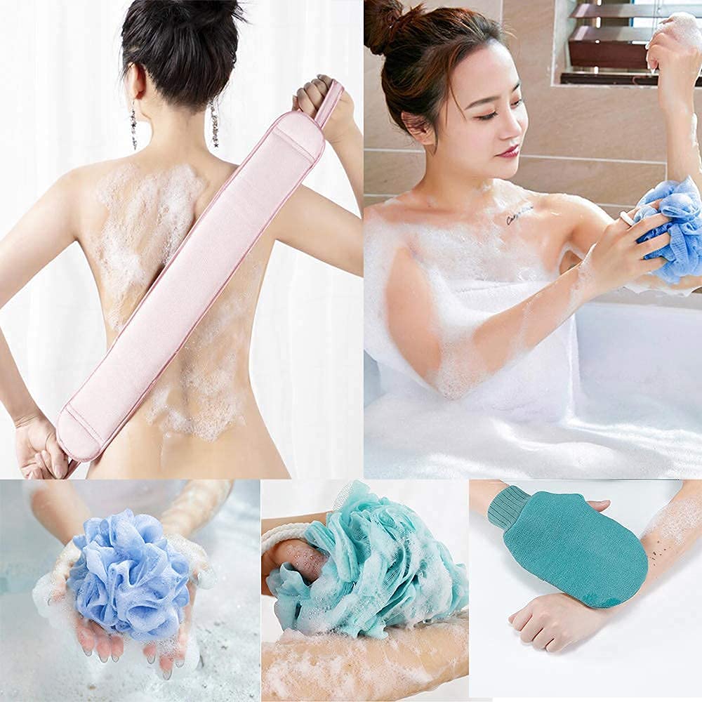 Exfoliating Bath Shower Sponge Pouf Loofah Back Scrubber - Soft Exfoliating Glove & Loofah Ball for Men & Women - Perfect for Deep Cleansing, Dead Skin Removal & Spa-Like Shower Experience