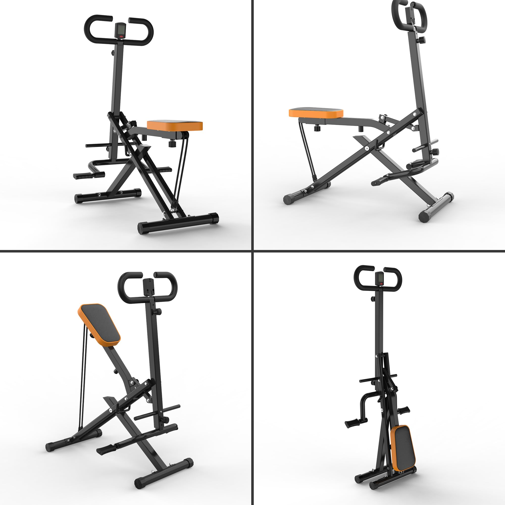 Foldable Squat Machine for Home - Adjustable Resistance Squat Ride & Rowing Exercise Equipment for Glute, Leg & Cardio Workout | Perfect for Home Gym, Small Spaces & Full-Body Training