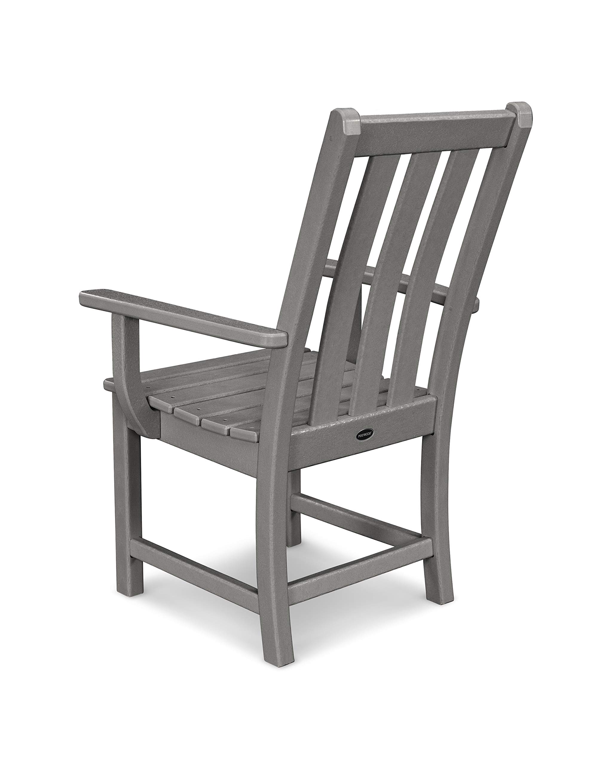 POLYWOOD Vineyard Dining Arm Chair in White - Durable Outdoor Patio Furniture for Garden, Poolside, and Backyard Dining