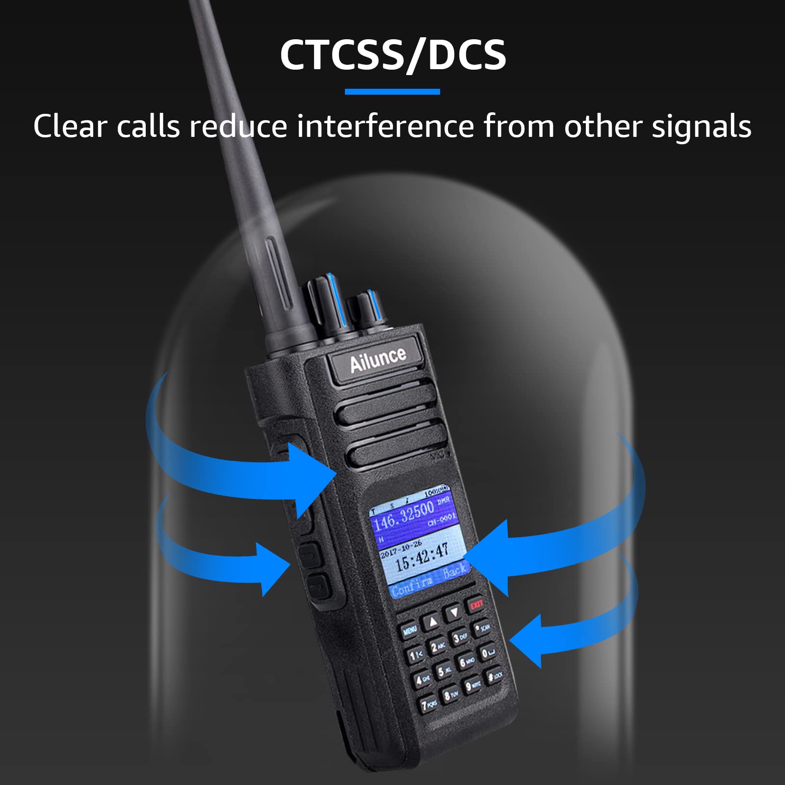 DMR Dual Band Two Way Radio - HD1 Ham Radio with 3200mAh Battery, Long Range Portable Walkie Talkie for Outdoor Adventures, Emergency Communication & Camping (Black) | Rechargeable FM Radio with Antenna & Emergency Alarm Features