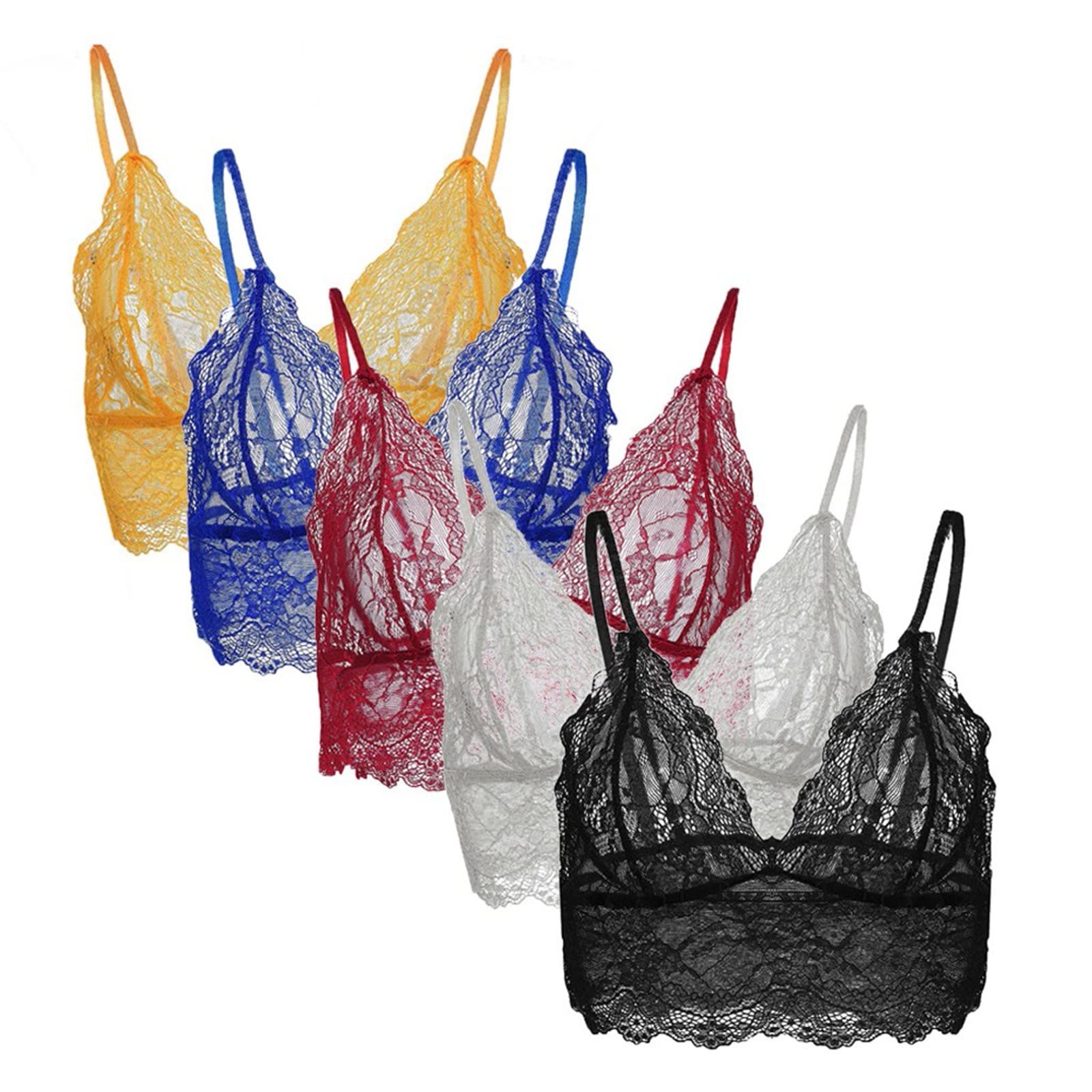 5PCS Women's Black Lace Vest Crop Top & Wireless Bra Set - Plus Size Sexy V-Neck Lingerie for Date Night, Boudoir, and Special Occasions