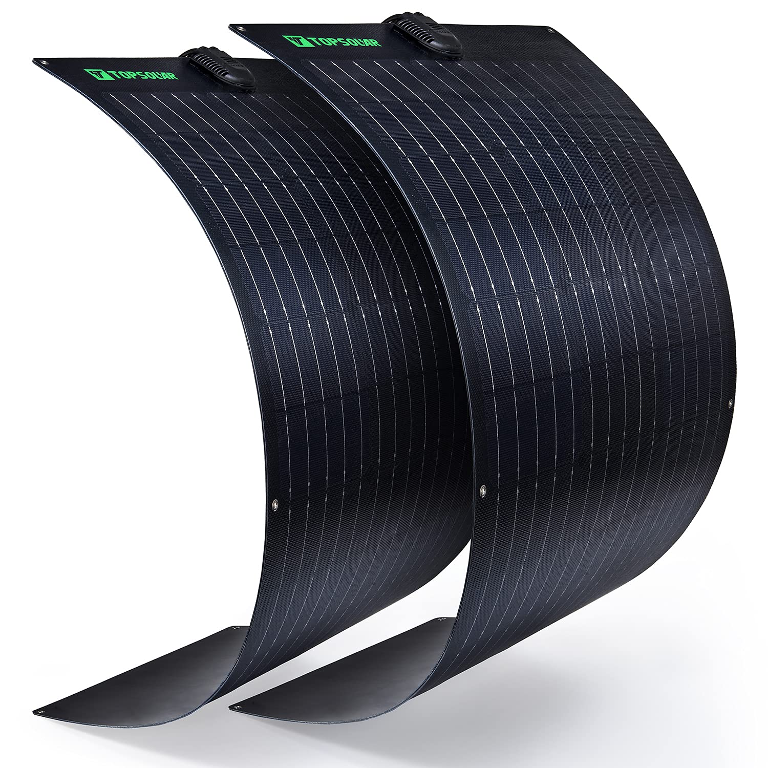 Topsolar 2pcs 100W Flexible Solar Panels - 200W 12V/24V Monocrystalline Bendable Solar Charger for RV, Boat, Van, Cabin | Off-Grid Power Solution for Uneven Surfaces & Mobile Applications