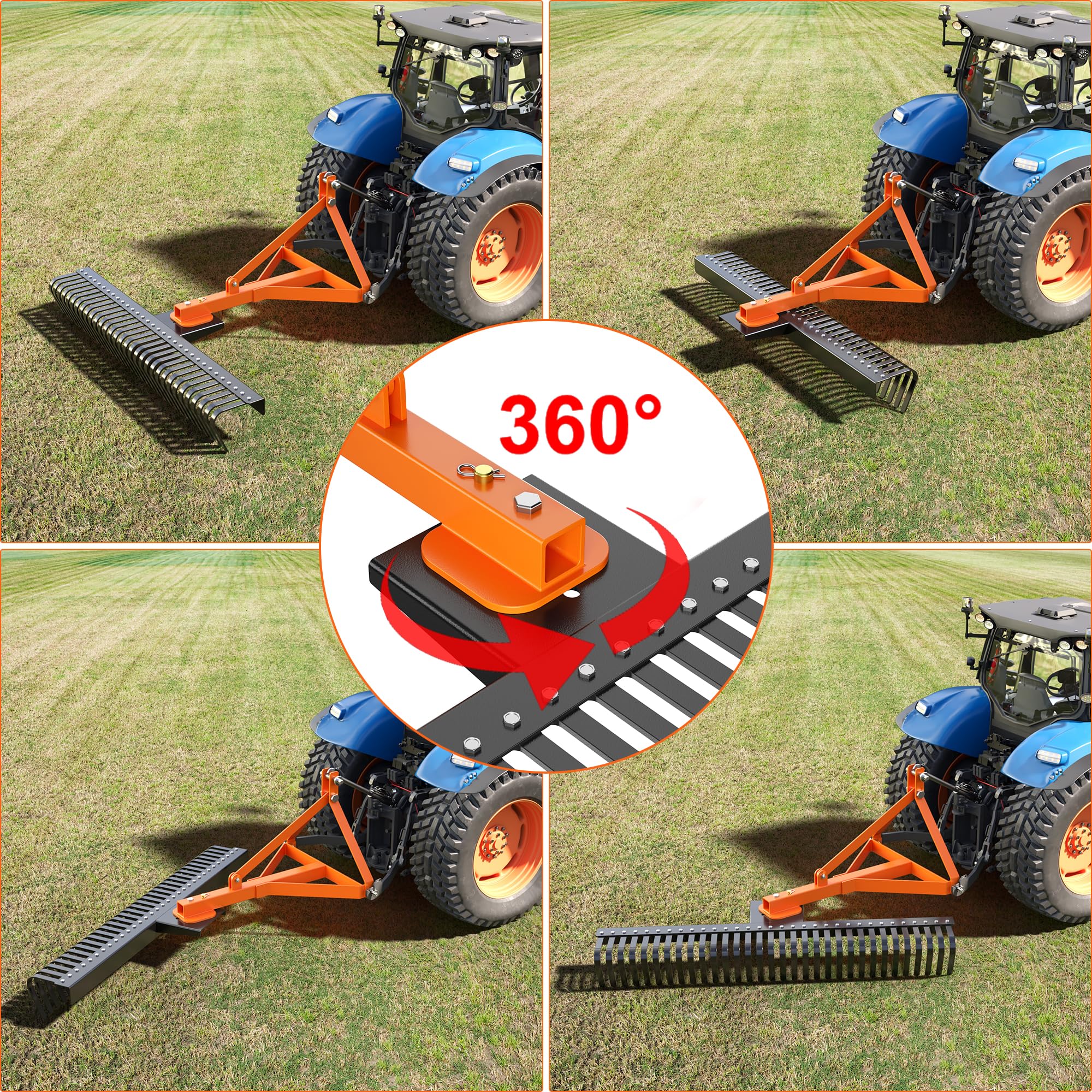 GARVEE 3 Point 5FT Landscape Rake - 60