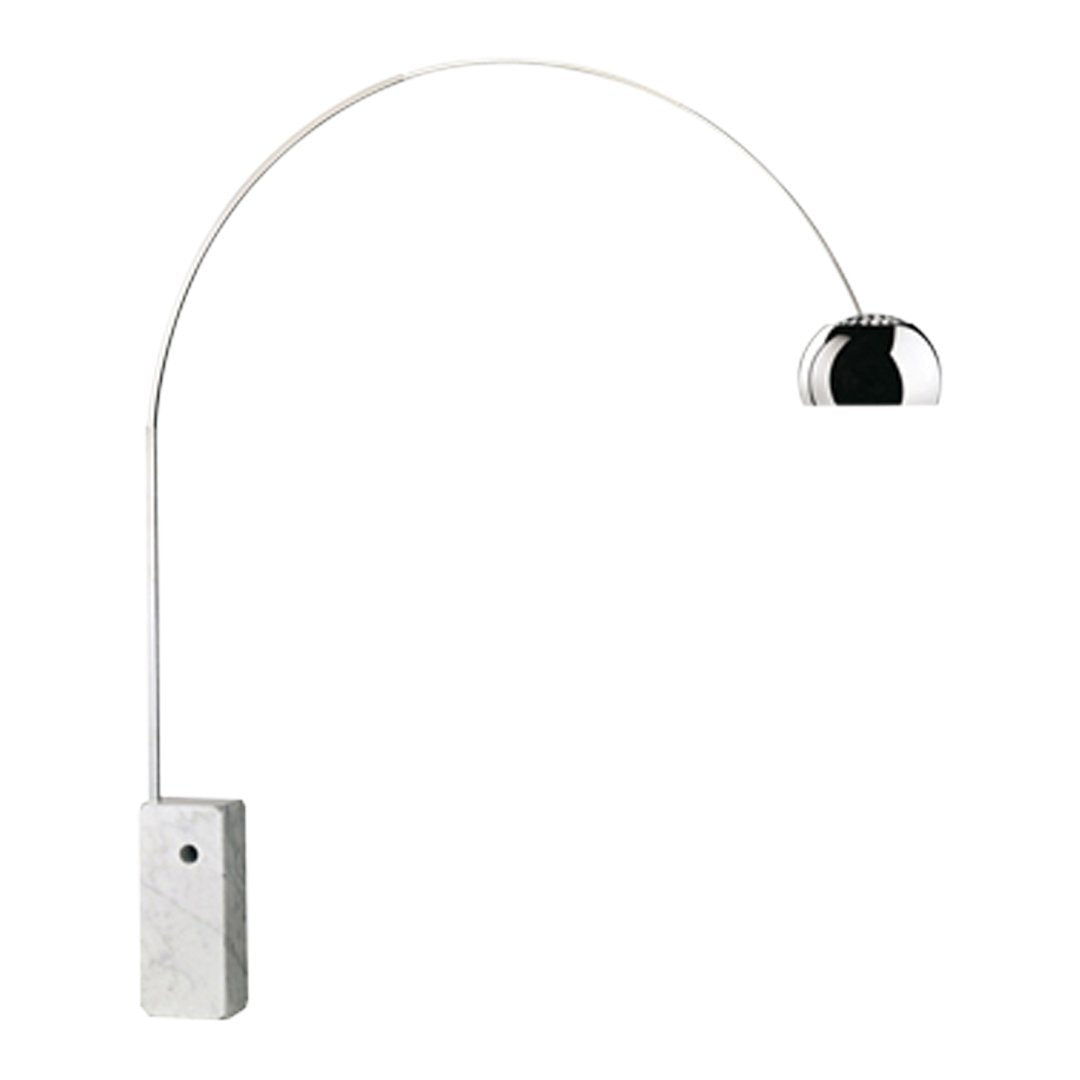 Achille Castiglioni Arco Floor Lamp by Flos - Modern Italian Design Adjustable Arch Floor Light for Living Room, Bedroom, or Office