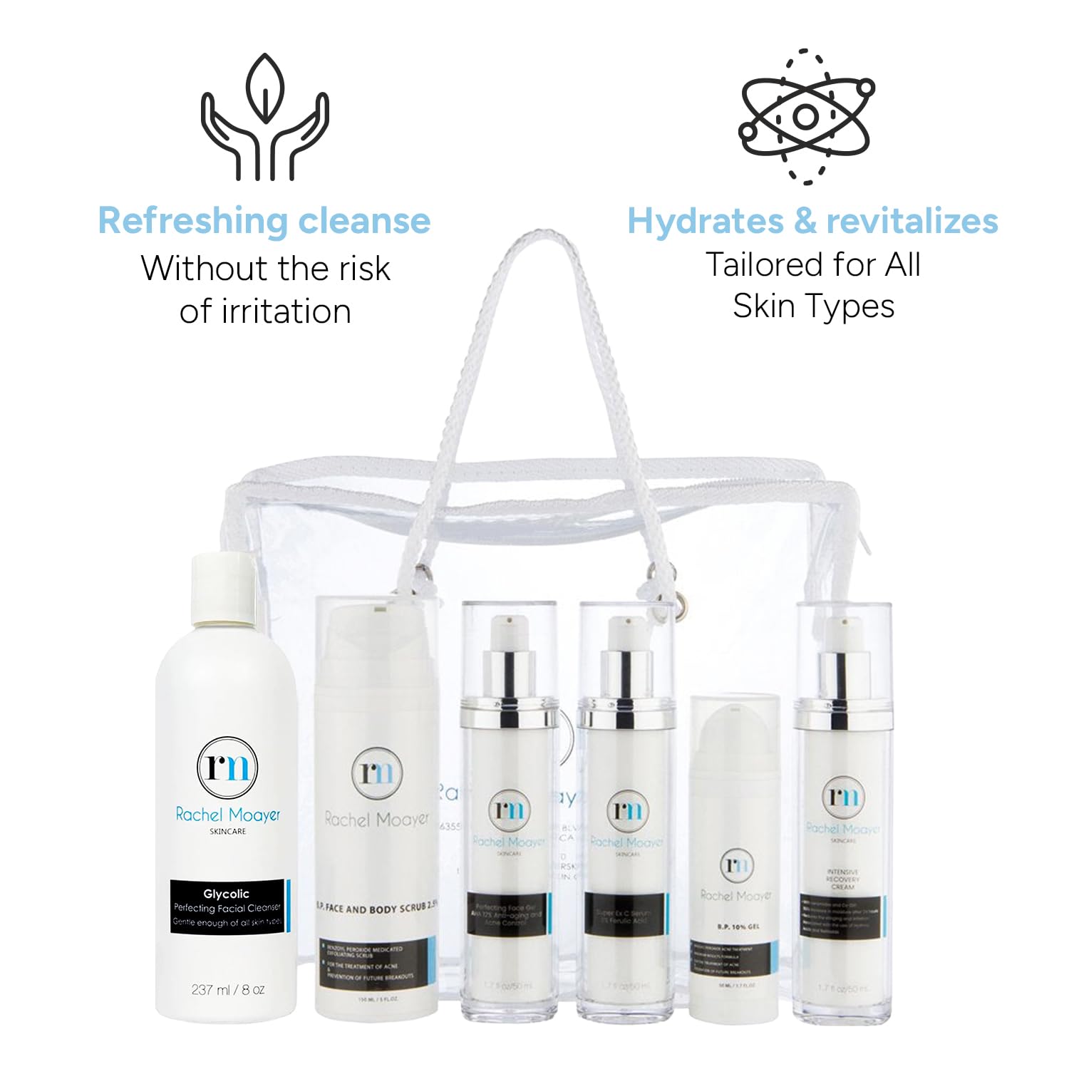 Rachel Moayer Skincare Kit for Oily Skin - Cleanser, Vitamin C Serum & Acne Treatment for Clear, Youthful Skin at Home