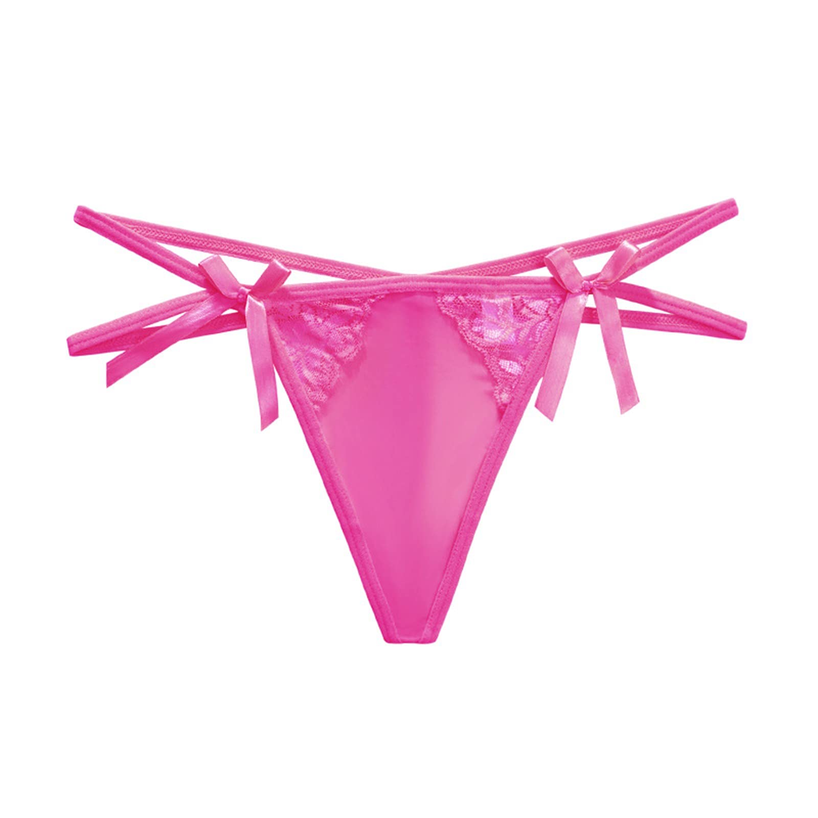 Sexy Transparent Mesh Thong Lingerie for Women - Ribbon Detail Hot Underwear for Date Night & Special Occasions