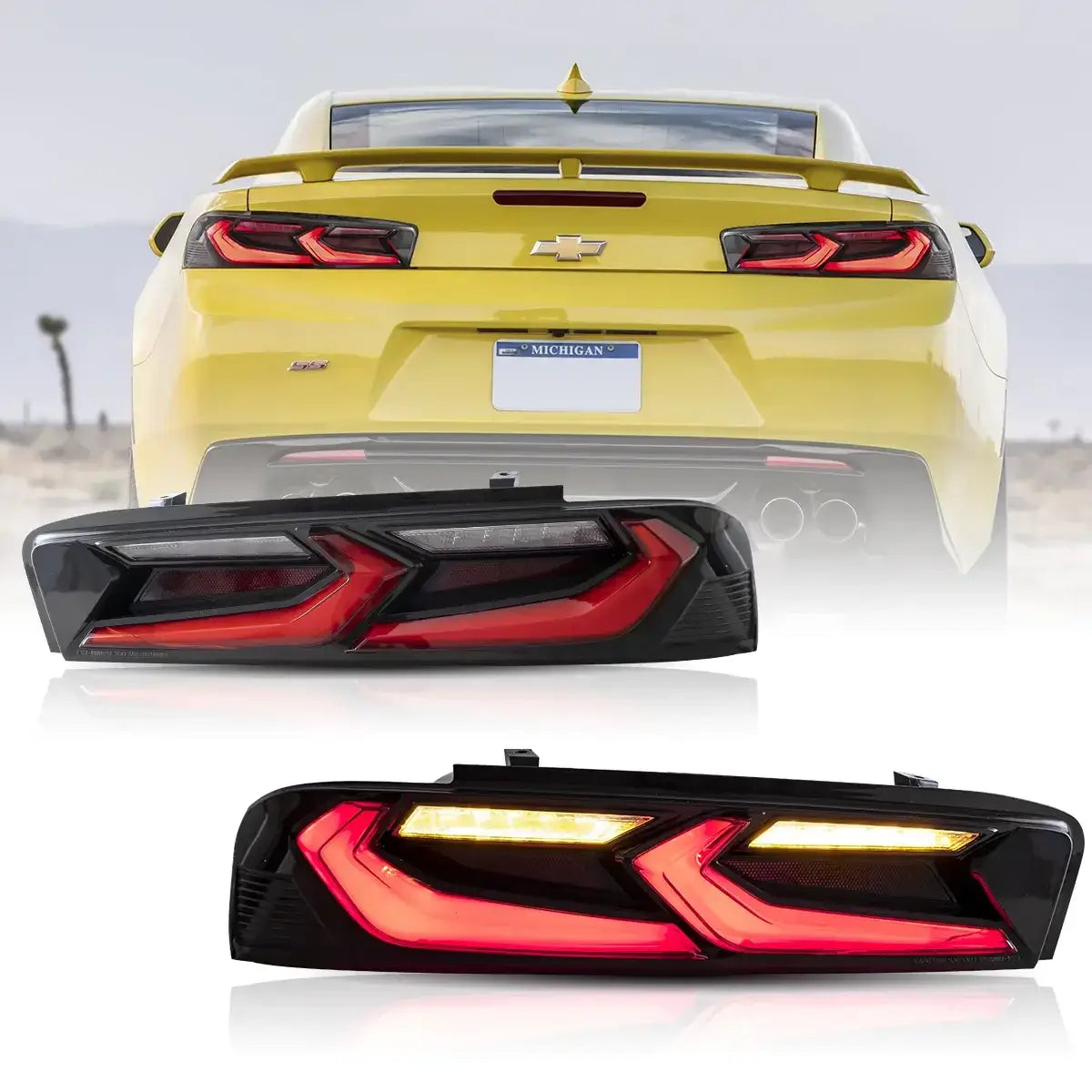 2016-2018 Chevrolet Camaro LED Tail Lights Assembly with Sequential Turn Signal & Reverse Lights - Compatible with US Models | Perfect for Night Driving & Car Customization