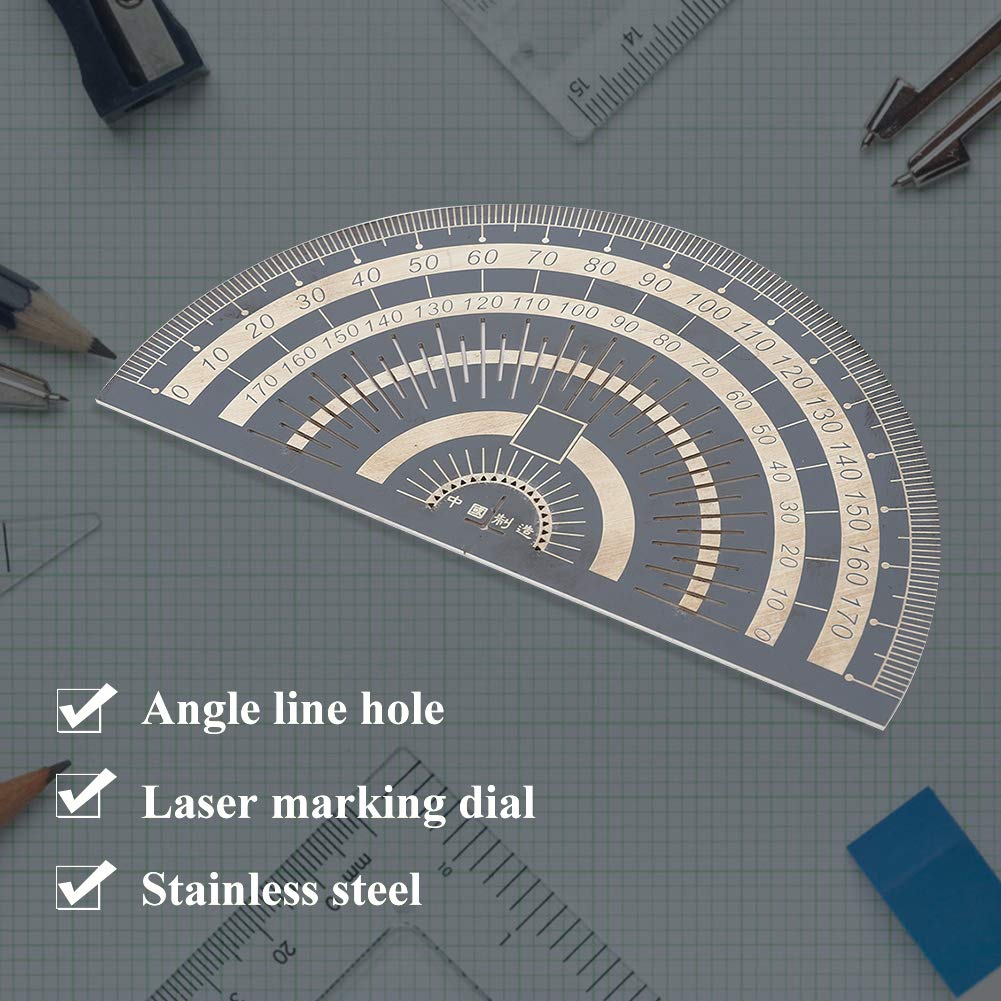 Precision Angle Measuring Tool - Stainless Steel Protractor for Woodworking, Engineering & Office Use | Electroplated Black Finish, Durable & Accurate Ruler for DIY Projects, Carpentry & School Supplies
