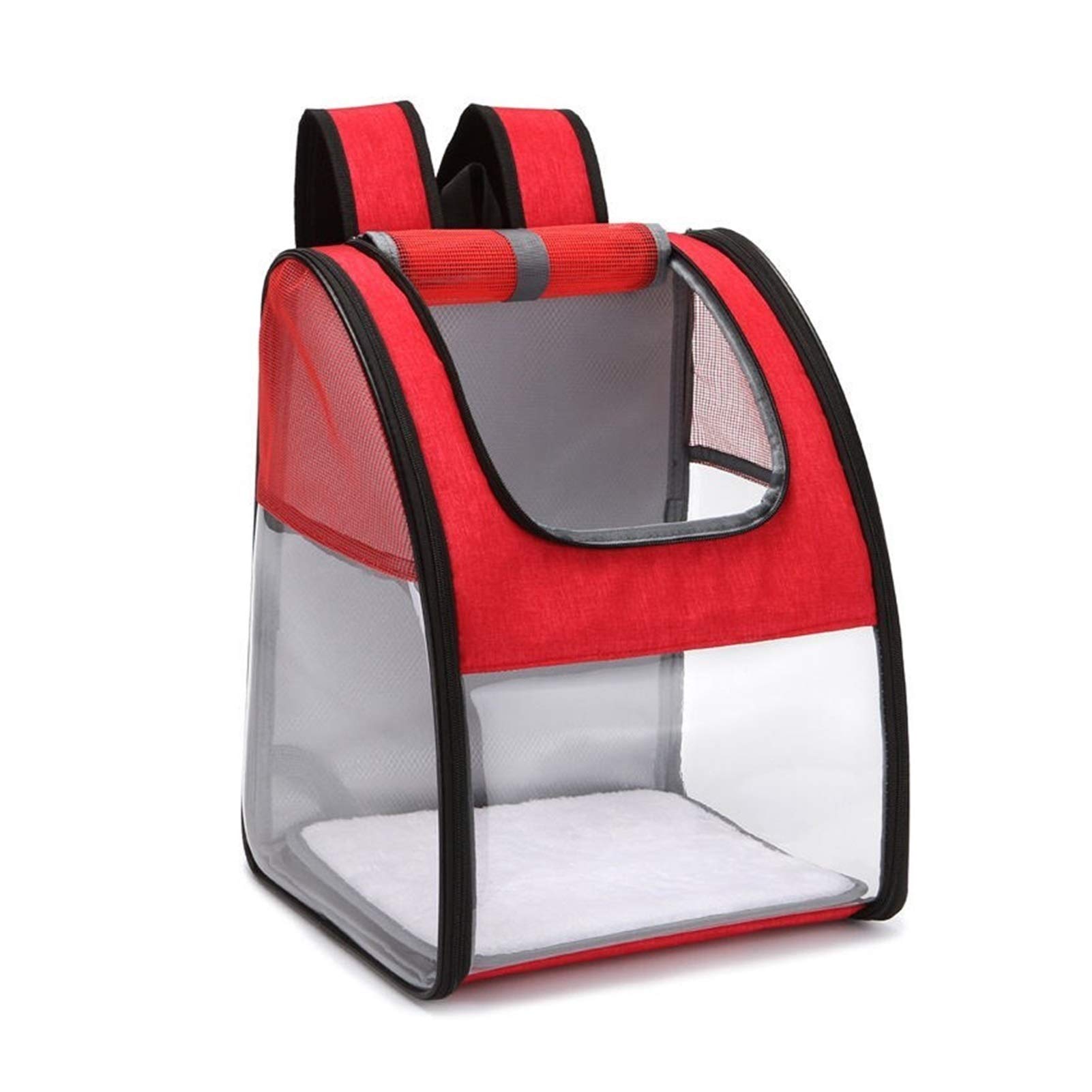 **Transparent Pet Carrier Backpack - Breathable Shoulder Bag for Dogs, Cats, Birds & Small Pets - Foldable & Portable for Travel, Hiking, Shopping & Outdoor Adventures (Red)**