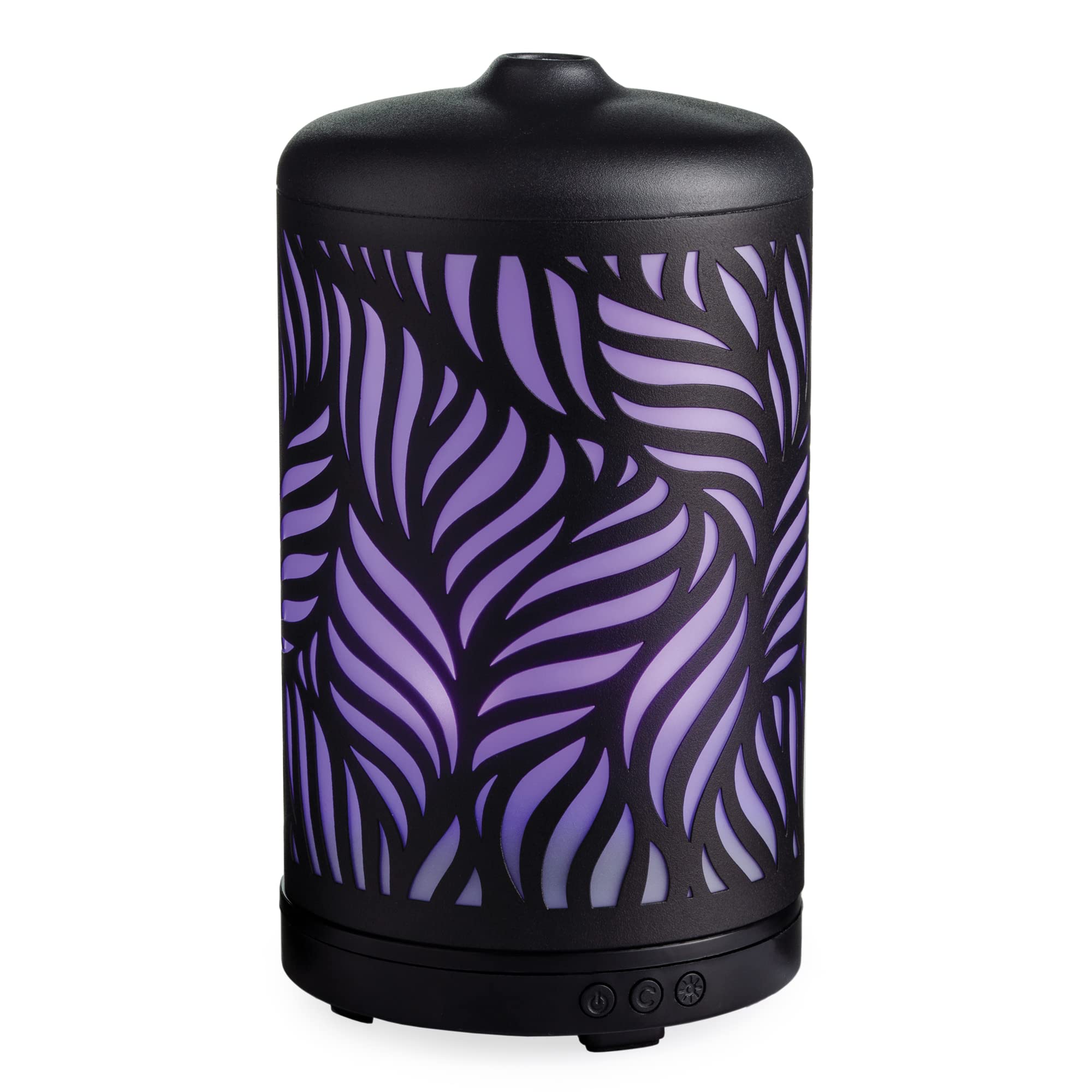 Airome Rotating 100mL Ultrasonic Essential Oil Diffuser with LED Light - 360° Carousel Rotation, Black Metal Wild Palm Design | Aromatherapy for Home, Office, Yoga & Spa Relaxation