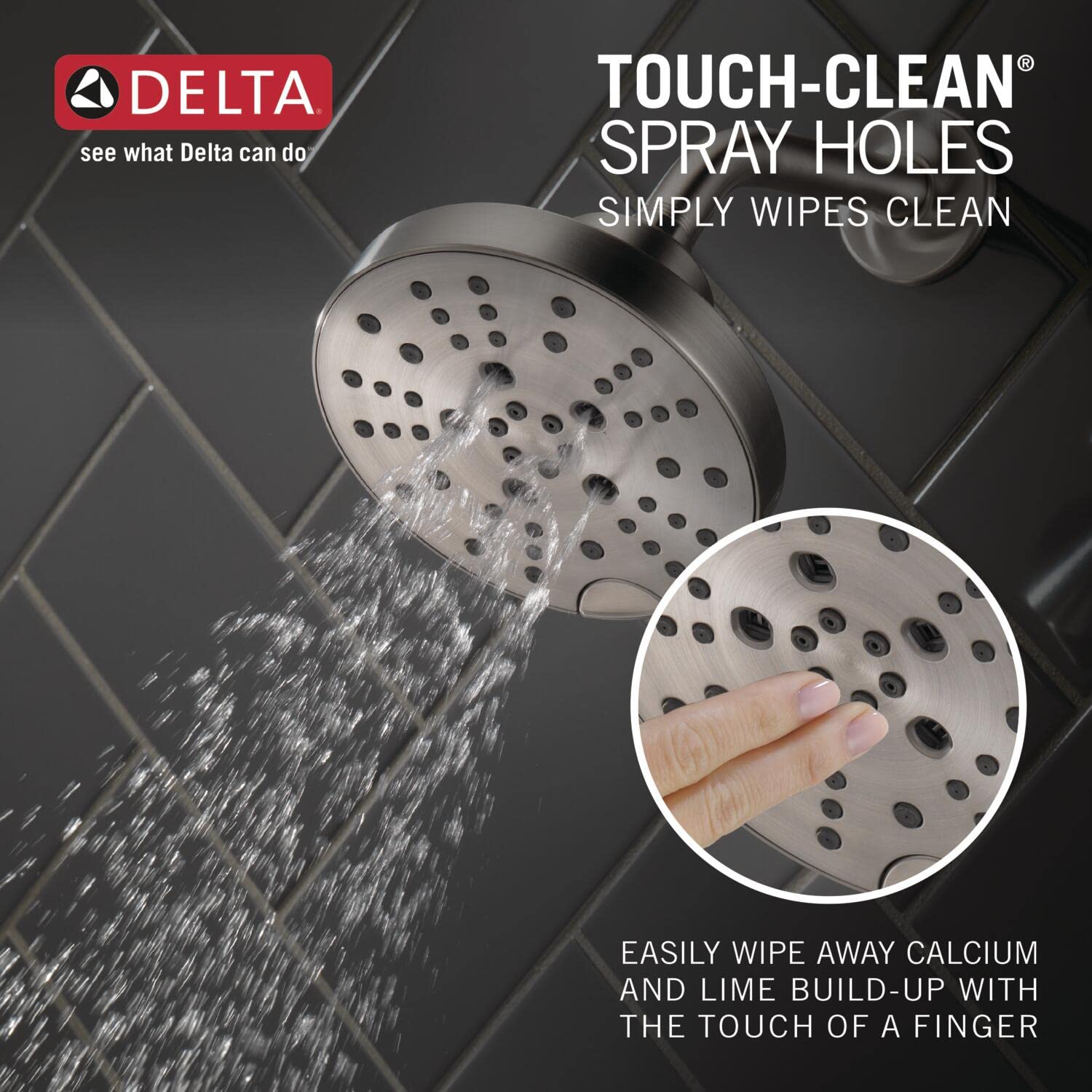 Delta Galeon 14 Series Brushed Nickel Single Handle Shower Faucet with H2Okinetic Shower Head - Complete Shower Trim Kit & Lumicoat Stainless Steel Fixtures (Model T14272-SS-PR) - Perfect for Modern Bathroom Renovations & Spa-Like Shower Experiences