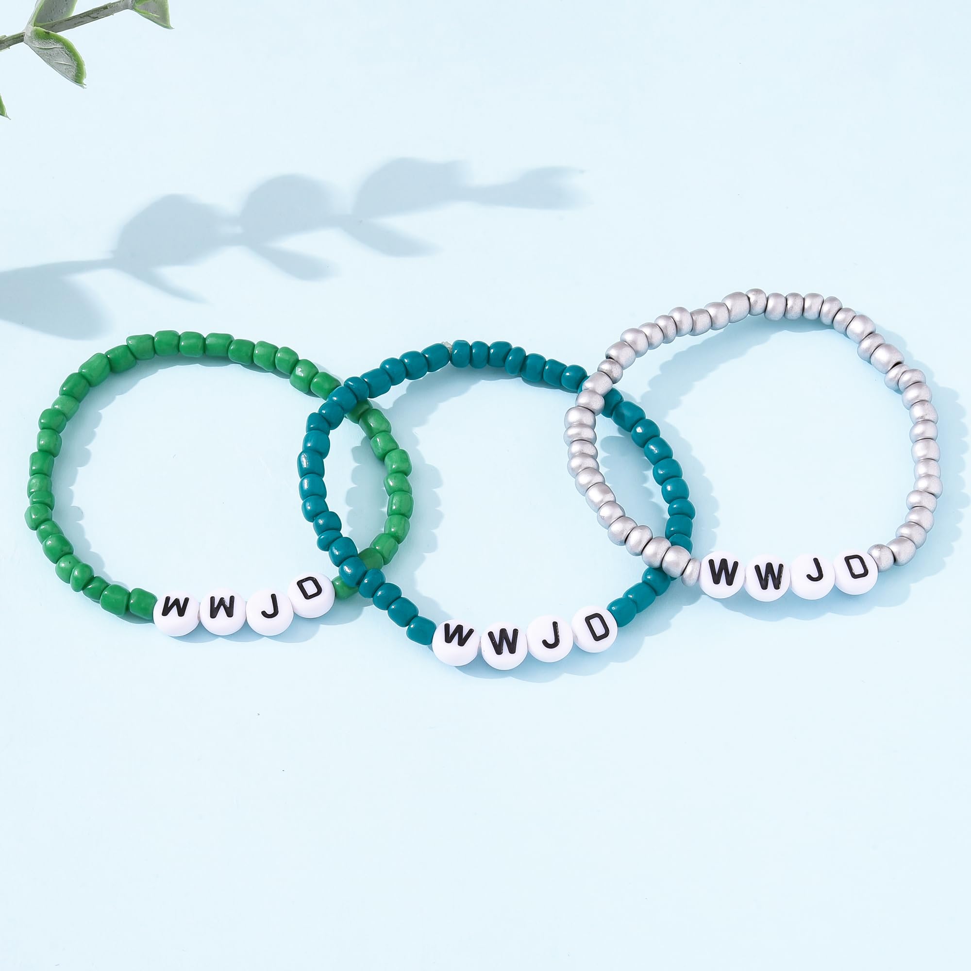 HANRESHE 7pcs WWJD Bracelets for Women - What Would Jesus Do Beaded Christian Bracelets Set - Inspirational Religious Jewelry for Church, Bible Study & Daily Faith Wear