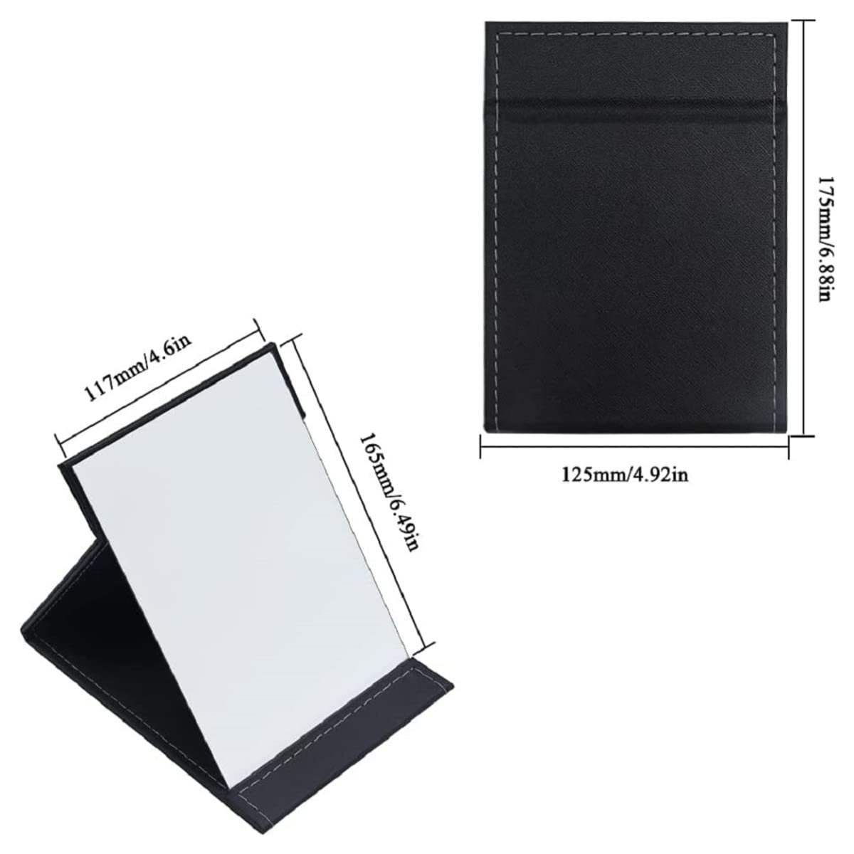 TOMATUS® Portable Folding Mirror - Adjustable Makeup Mirror with Stand for Vanity, Office Desk & Travel | Compact Black Design | Perfect for Home, Hotel & On-the-Go Touch Ups (Pack of 1)