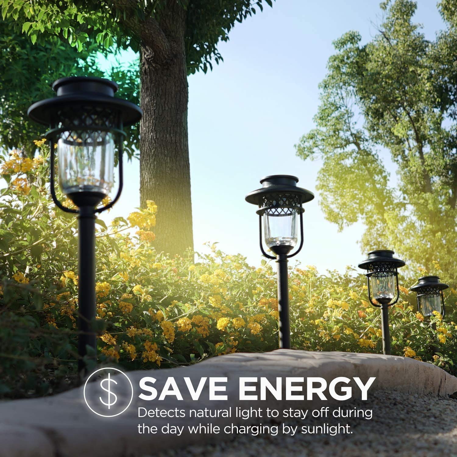 Home Zone Security Pathway & Garden Solar Glass Lights Stainless Steel (12-Pack) - Outdoor Landscape Lighting for Walkways, Driveways, and Backyard Decor