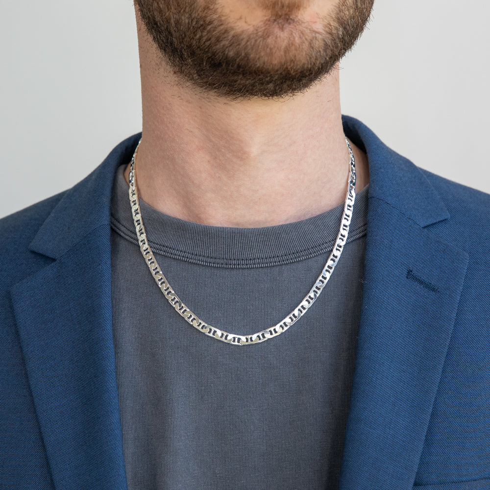 50cm Sterling Silver 150 Gauge Anchor Chain Necklace for Men & Women - Durable Jewelry for Daily Wear, Gifts, and Fashion Accessories