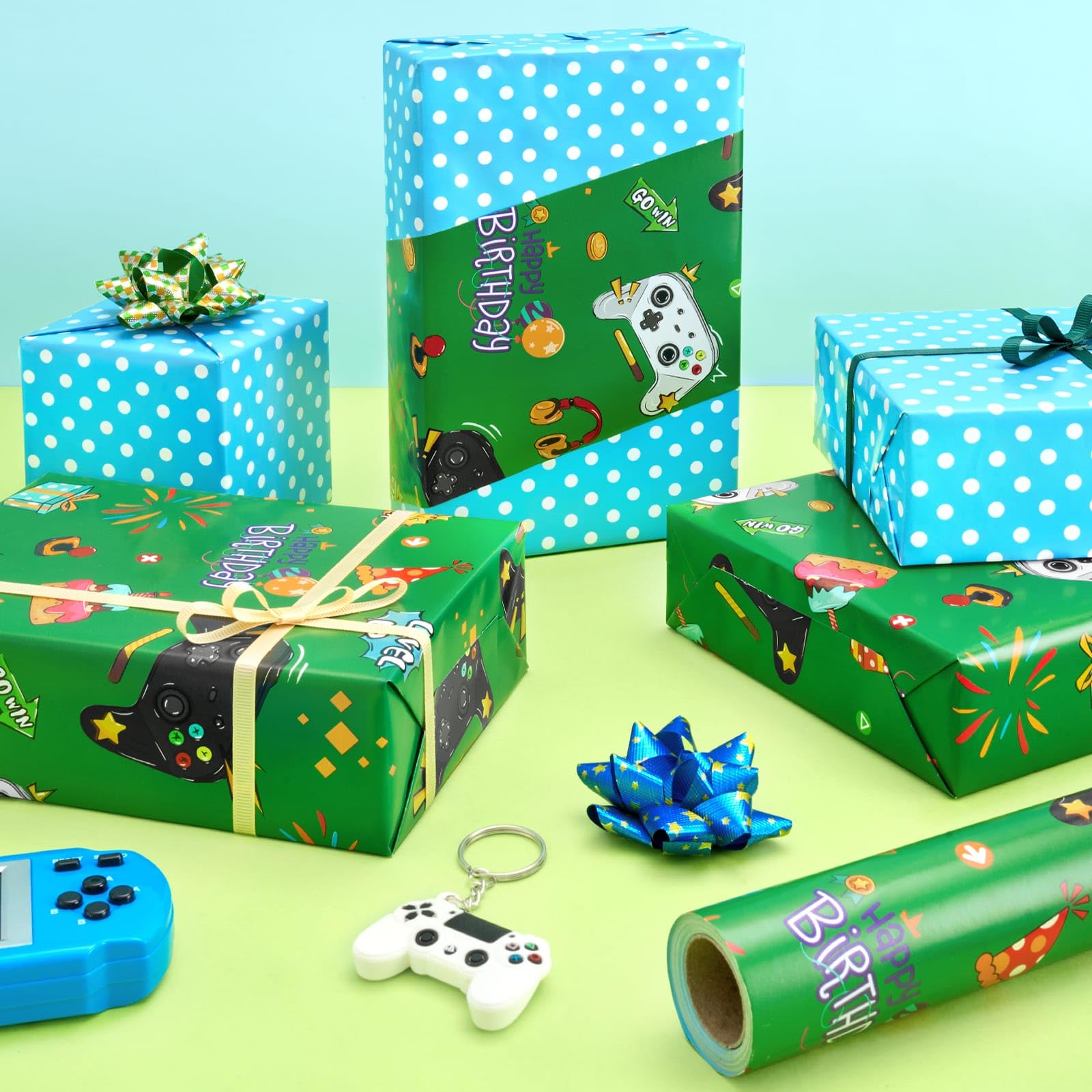 WERNNSAI Video Game Themed Reversible Wrapping Paper Roll - 17