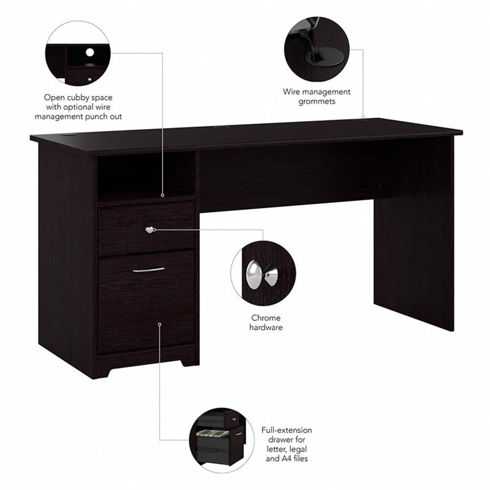 Atlin Designs 60 Inch Modern Wooden Computer Desk with Storage Drawers - Espresso Oak Finish for Home Office, Gaming & Workspace