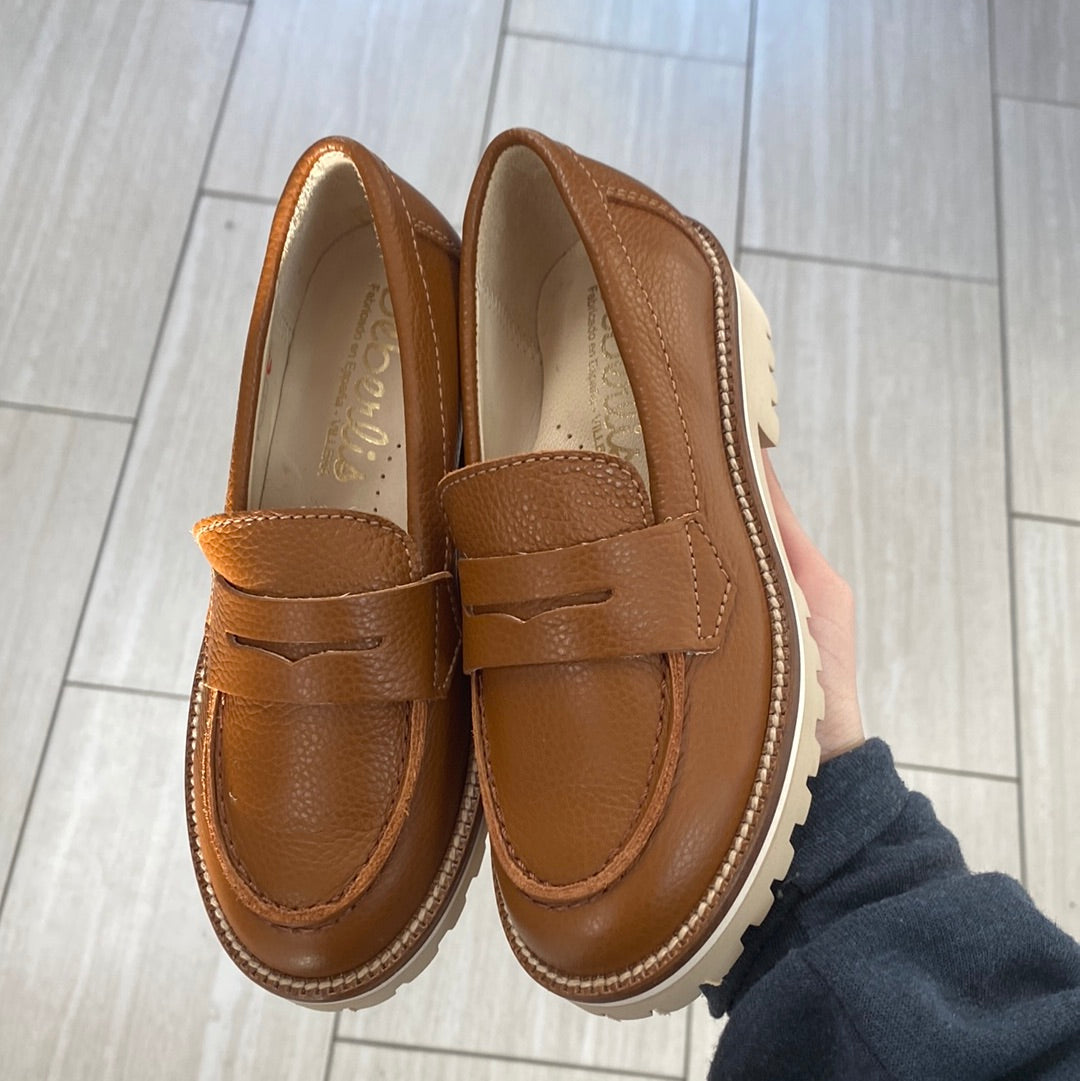 Beberlis Tan Chunky Loafers for Women - Comfortable Slip-On Casual Shoes - Perfect for Office, Travel & Everyday Wear