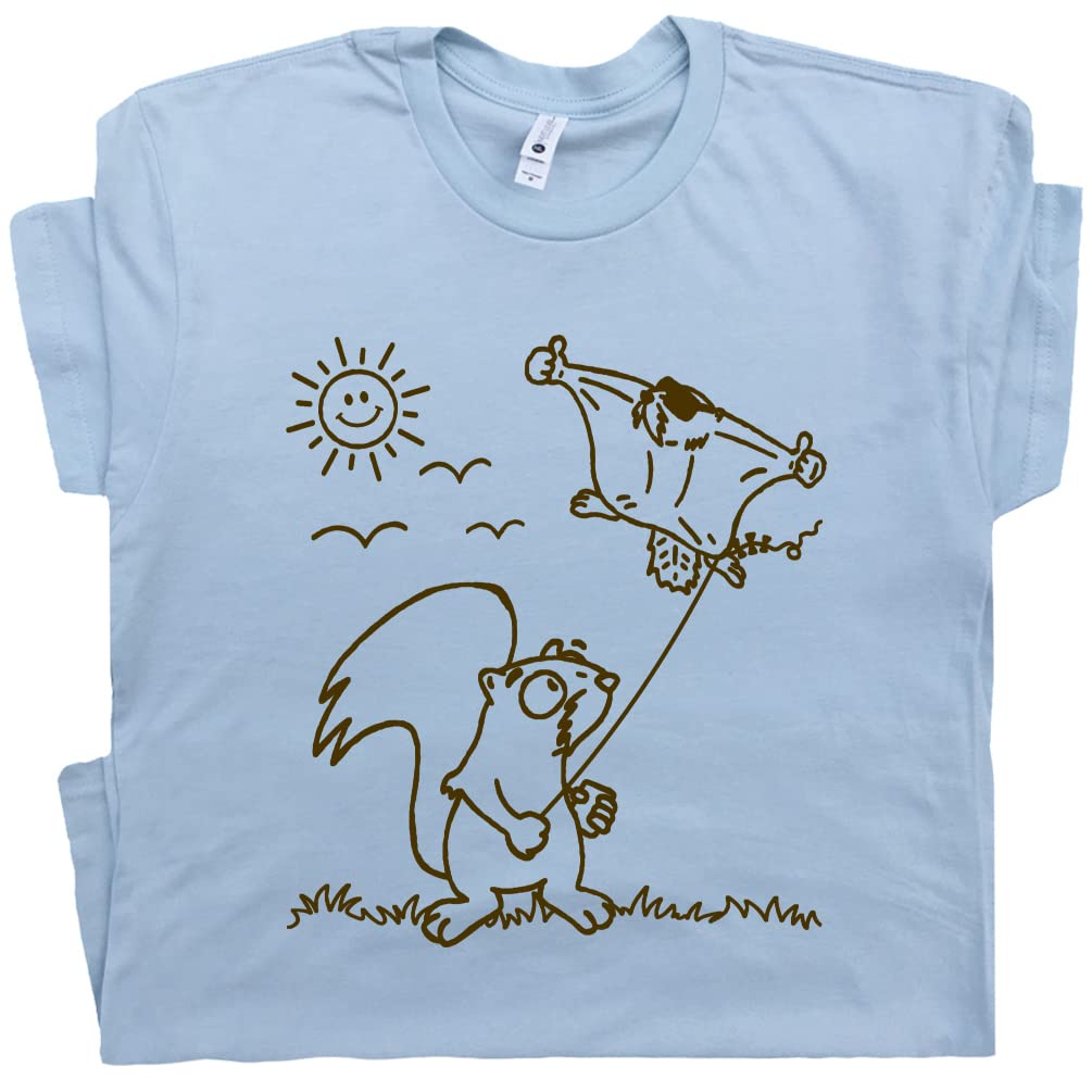 Funny Flying Squirrel Graphic T-Shirt for Women, Men & Kids - Cute Adorable Chipmunk Retro Vintage Tee - Perfect for Casual Wear, Gifts & Animal Lovers