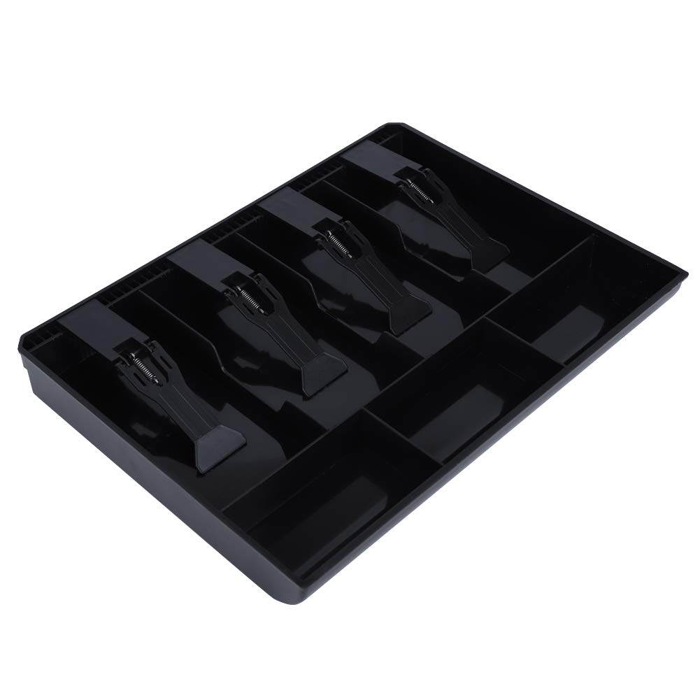Cash Drawer Insert Tray - 4 Bill & 3 Coin Compartments Money Storage Box - Replacement Cash Register Organizer for Store, Bank, Supermarket & Home Use (Black) - Perfect for Retail Shops, Cashiers & Small Business Money Management