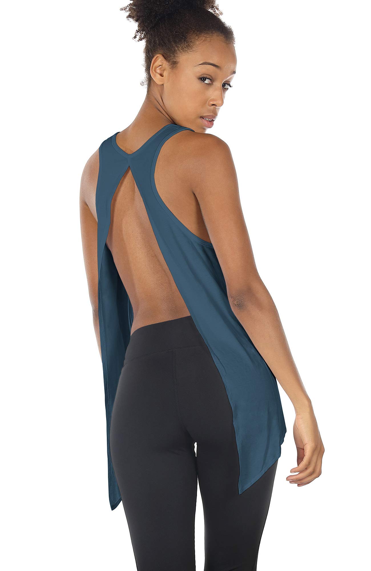 Icyzone Women's Tie Back Yoga Tops - Lightweight Workout Athletic Tank Tops, Breathable Gym Shirts for Yoga, Pilates & Fitness Training