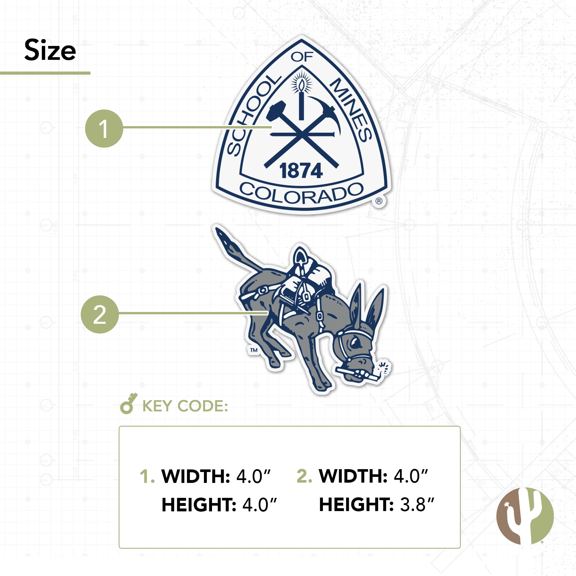 Colorado School of Mines Orediggers Vinyl Decal Sticker Set - 4 Inch Waterproof Laptop, Water Bottle, Car & Scrapbook Decals - Perfect for School Spirit, College Pride & Fan Accessories (Set of 4)