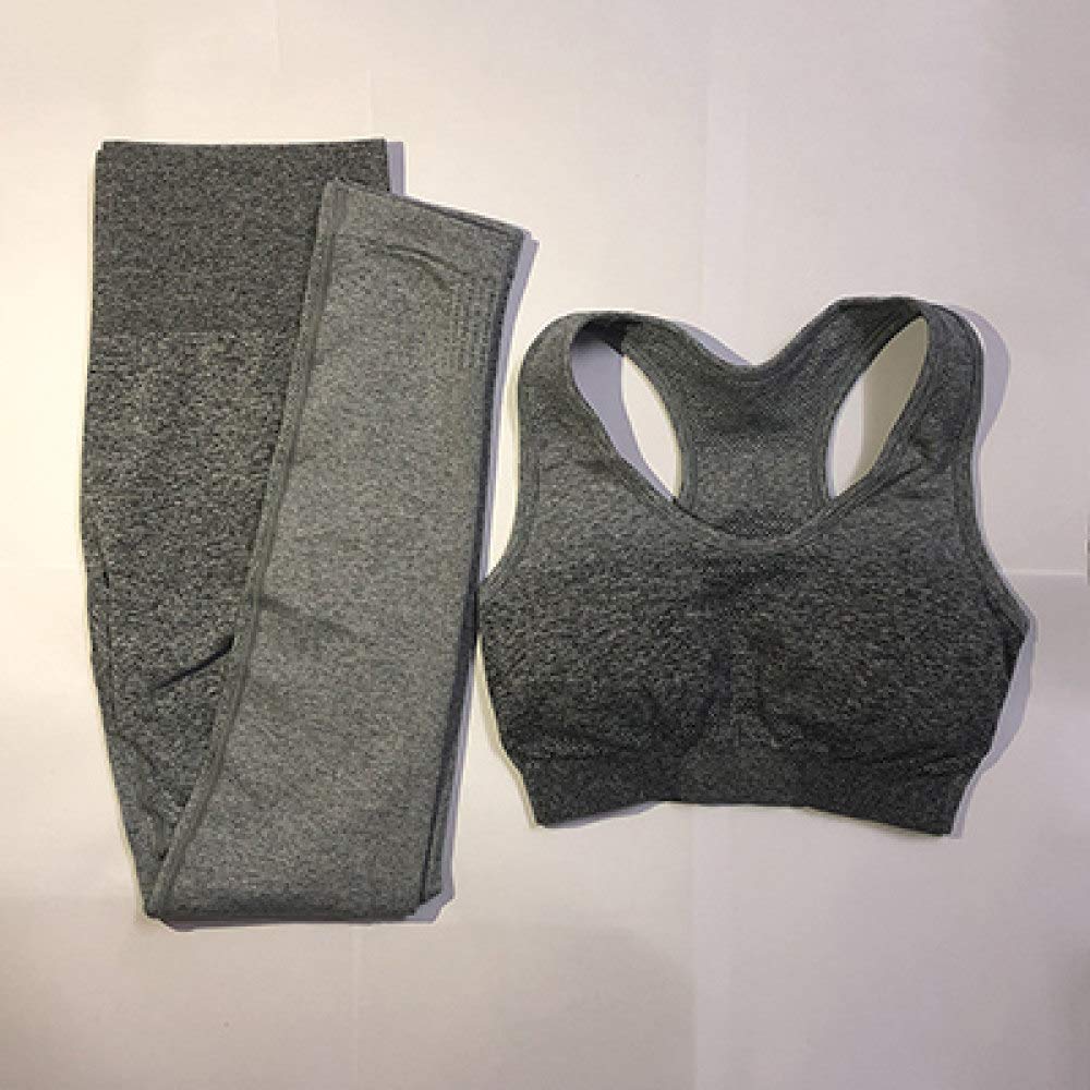 YHWW Women's Seamless Ombre Yoga Set - High Waist Leggings & Sports Bra Workout Outfit for Gym, Running, Fitness | Activewear for Yoga, Pilates, HIIT | Gray