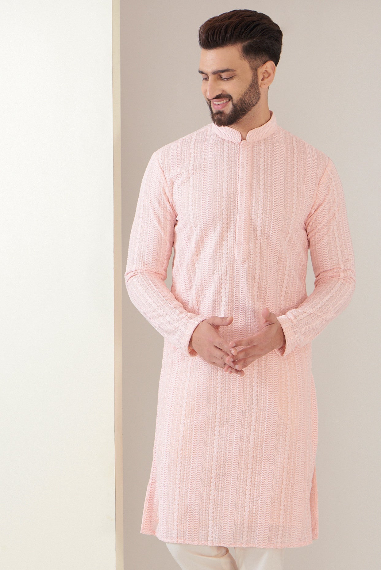 Elegant Pink Chikankari Kurta for Women - Traditional Indian Embroidered Tunic Top - Perfect for Festivals, Weddings & Casual Wear