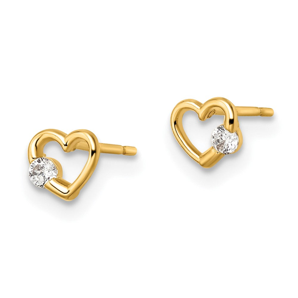 14K Gold Plated CZ Heart Stud Earrings for Women - Elegant Valentine's Day Gift, Anniversary Present, or Everyday Jewelry - YE2028
