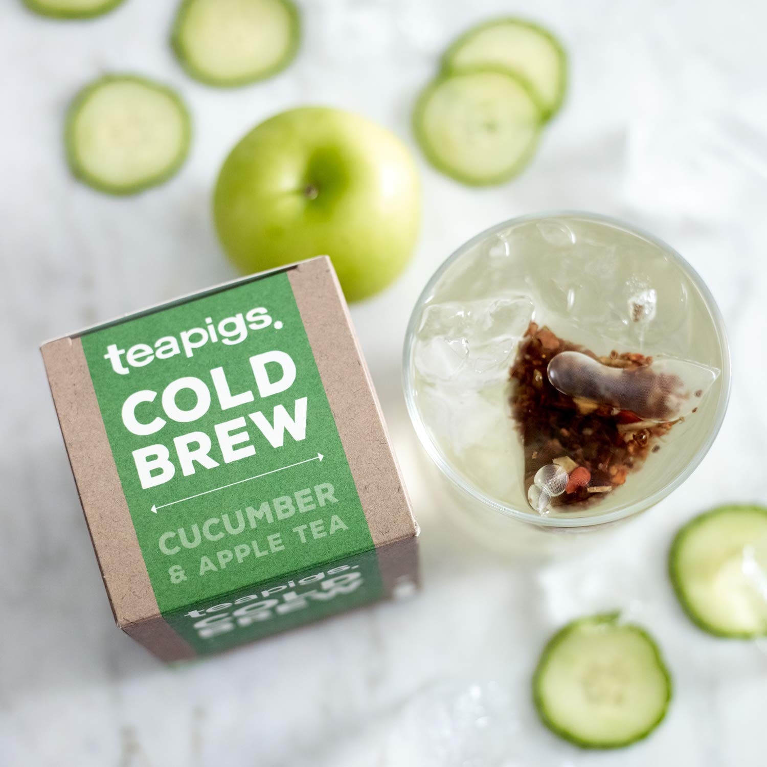 Teapigs Cucumber & Apple Cold Brew Tea - Whole Leaf Herbal Tea Bags (6 Packs of 10) | Refreshing Iced Tea for Summer, Detox & Relaxation