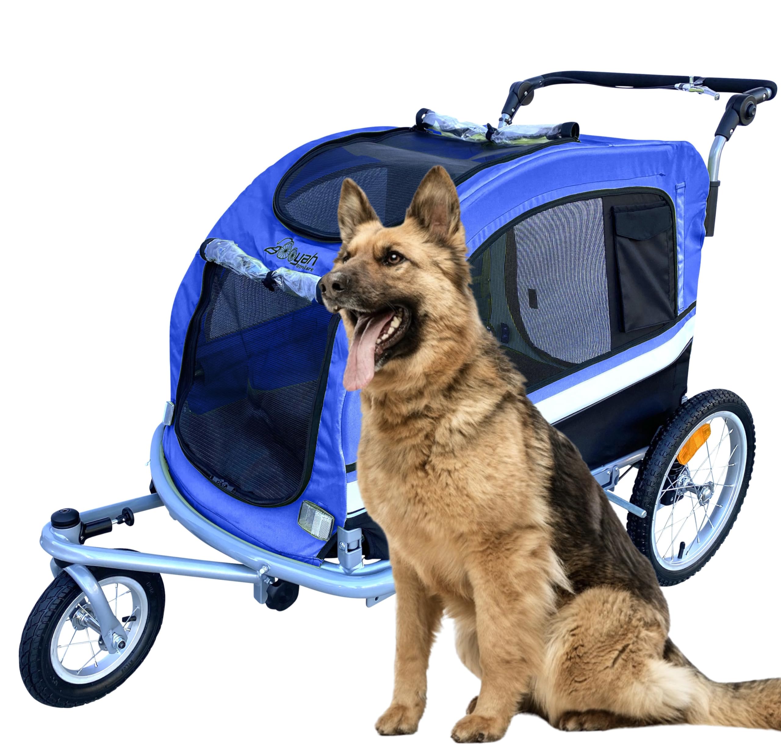 Booyah Extra Large Pet Bike Trailer - Shock-Absorbing Dog Stroller & Jogger for Safe Cycling & Outdoor Adventures | Perfect for Biking, Jogging & Park Walks with Your Dog