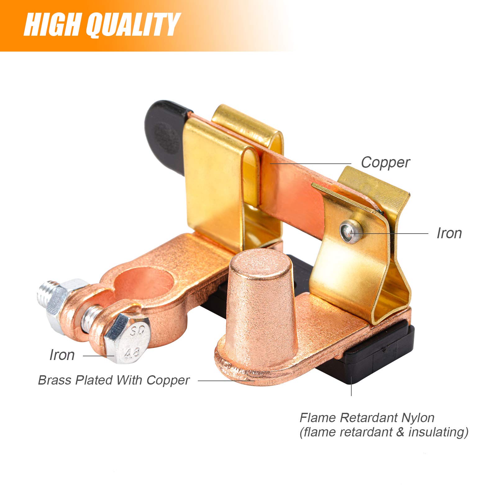 CZC AUTO Solid Brass Battery Disconnect Switch - 12V/24V Knife Blade Master Power Cut Off Isolator for Car, Marine, Boat, RV & ATV | Vertical Mount | Reliable Power Shutoff for Vehicle Storage & Maintenance