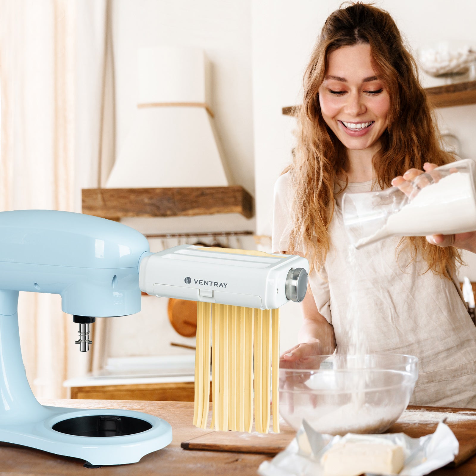 3-in-1 Pasta Maker Attachment for KitchenAid Stand Mixers - Make Spaghetti, Fettuccine & Lasagna Noodles at Home | Perfect for Italian Cooking & Homemade Pasta Lovers