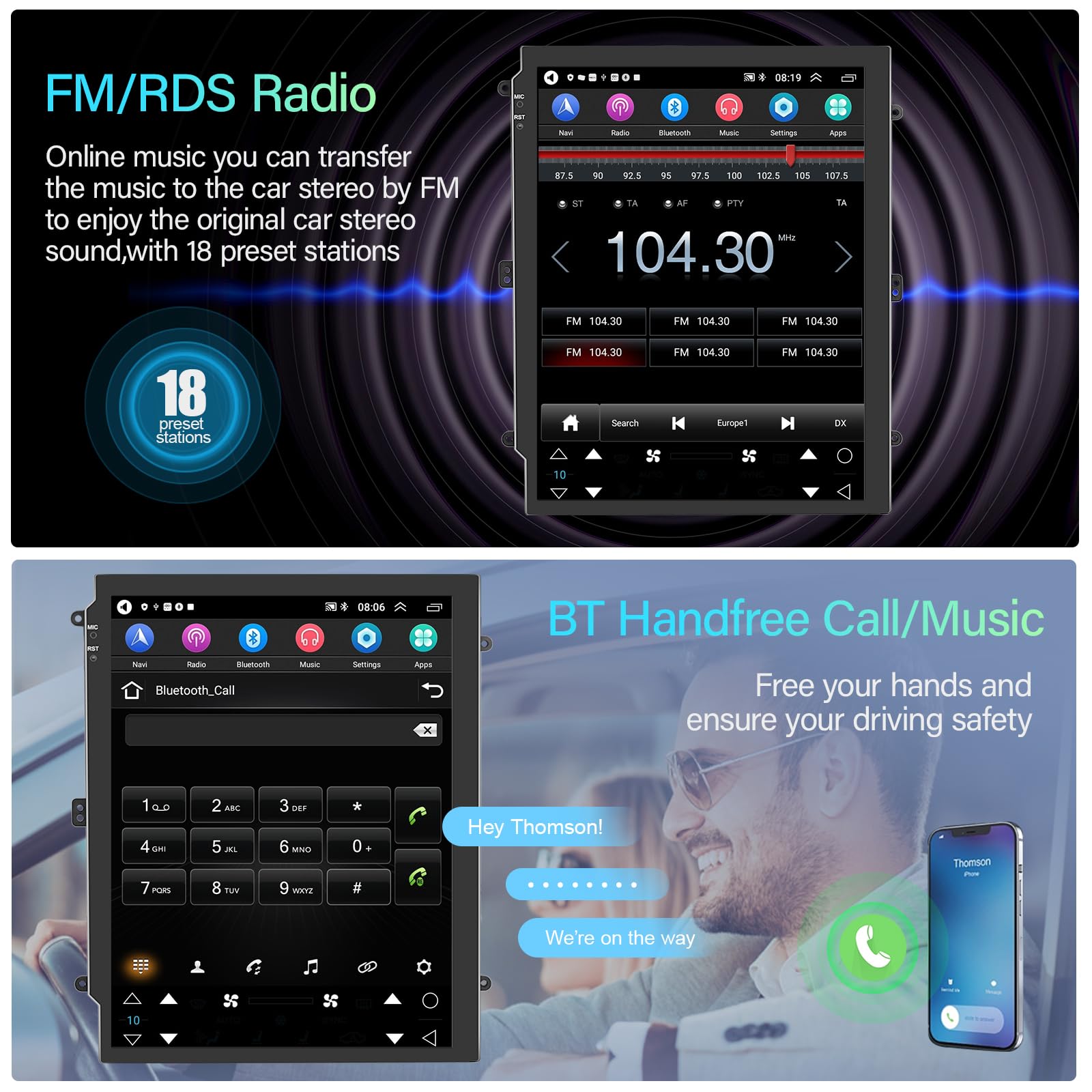 Ford Focus 2012-2018 Android 13 Car Stereo with Wireless Apple CarPlay & Android Auto - 9.7