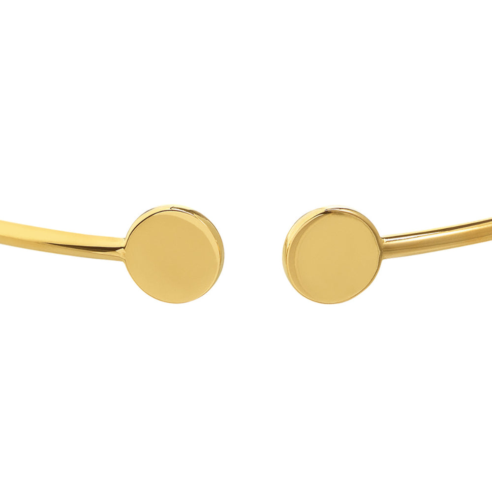 14K Gold Cuff Bracelet with Disc Ends - Elegant Adjustable Bangle for Women | Perfect for Everyday Wear, Date Nights & Special Occasions