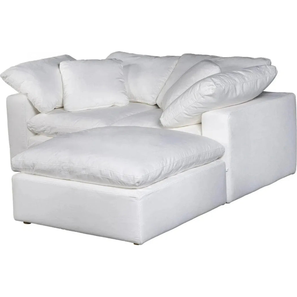 3-Piece Stain Resistant White Nook Modular Sectional Sofa Set - Modern Living Room Furniture for Small Spaces & Apartments