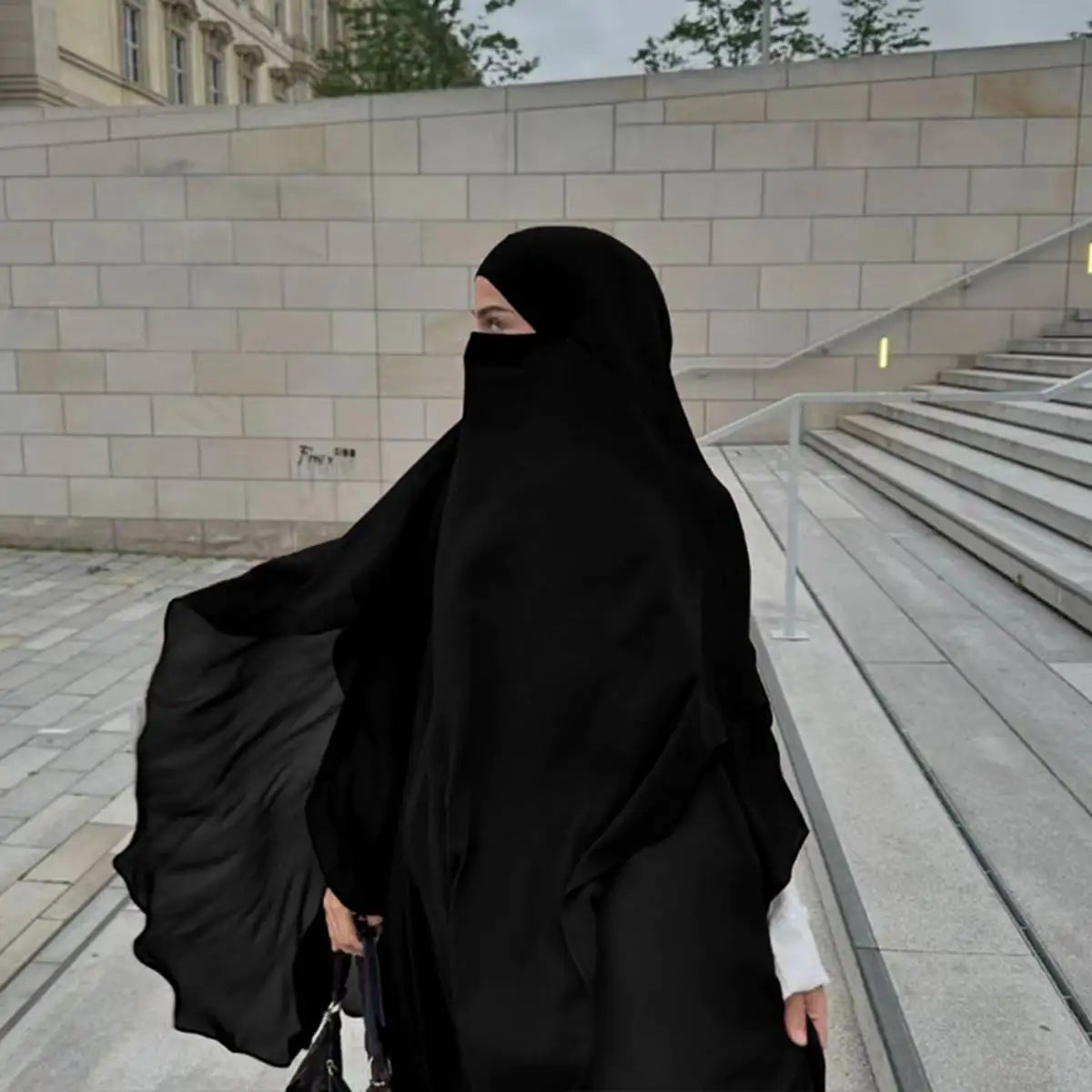 Long Niqab with Khimar Hijab - Modest Islamic Face Veil & Head Cover for Women - Perfect for Prayer, Daily Wear, and Special Occasions
